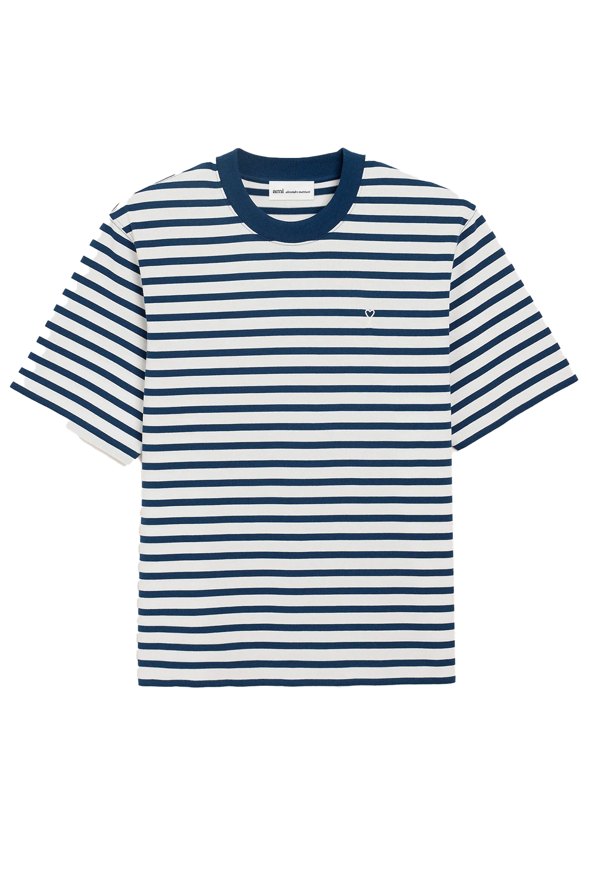 AMI Paris gestreiftes Herren T-Shirt Tinte/Weiss A044 ENCRE/BLANC Bild 1