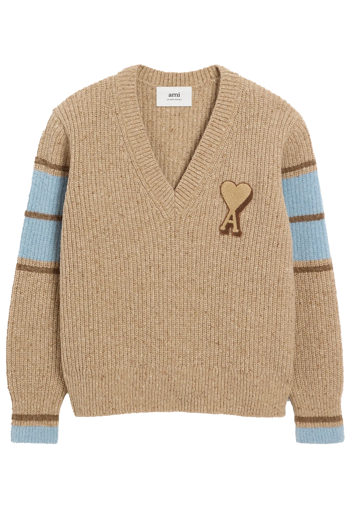 AMI Paris Herren College-Strickpullover Braun CAMEL 280H25 Bild 1