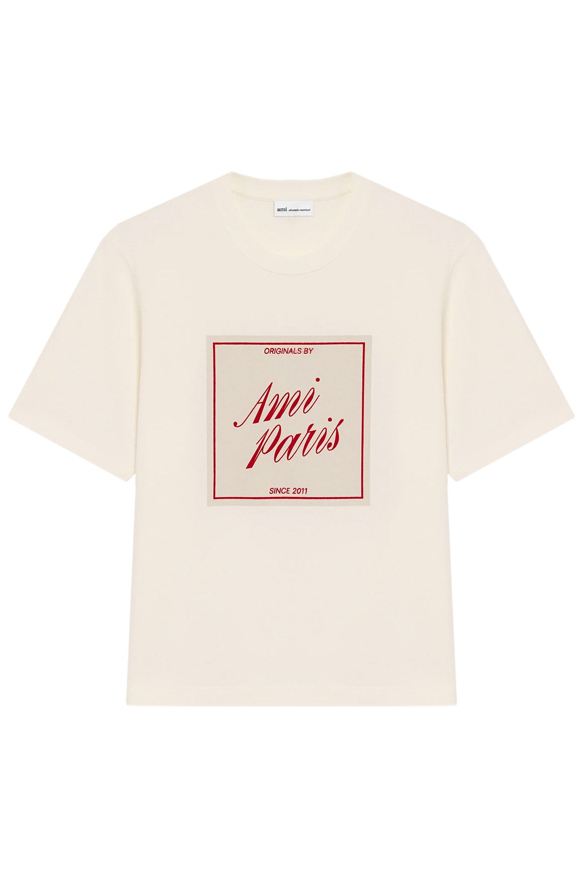 AMI Paris Herren Heritage T-Shirt mit Print Natur-Weiss NATUR-WEISS Bild 1