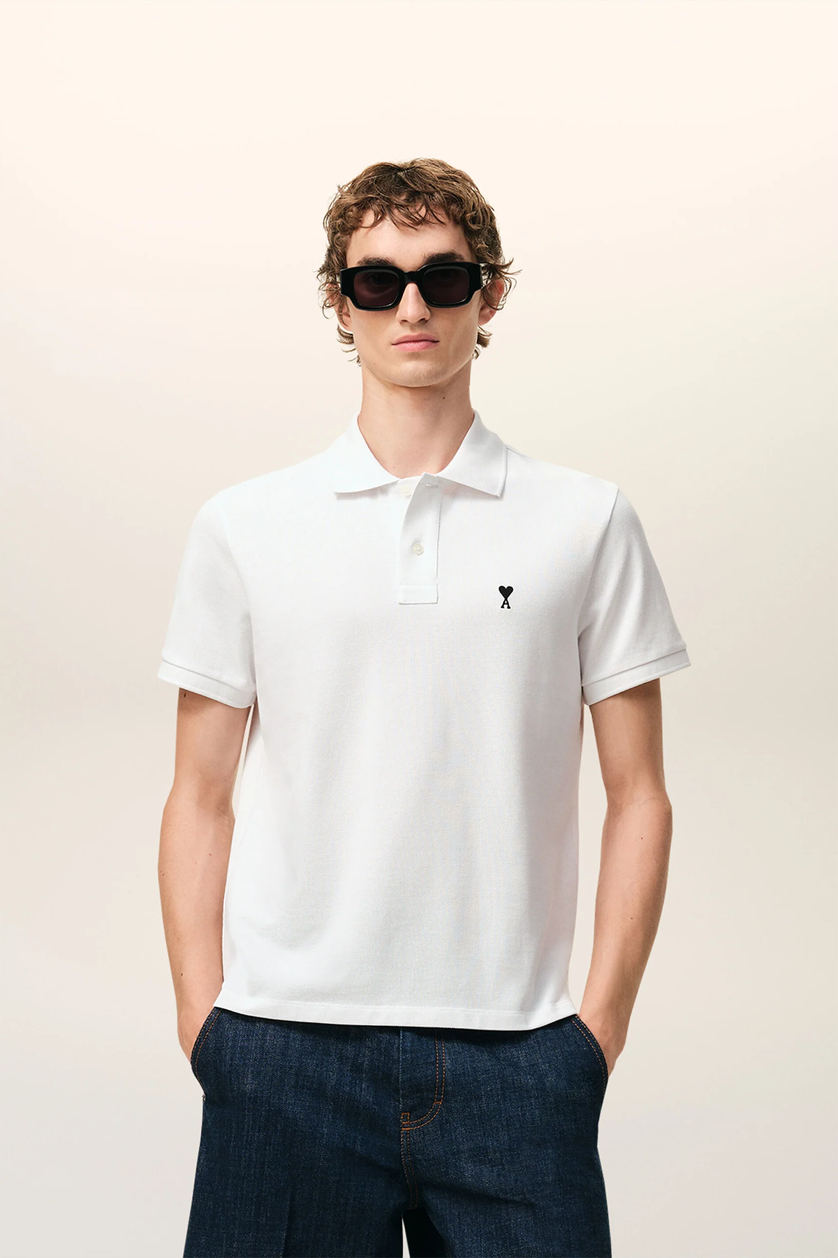 AMI Paris Herren Poloshirt Weiss WEISS Bild 2