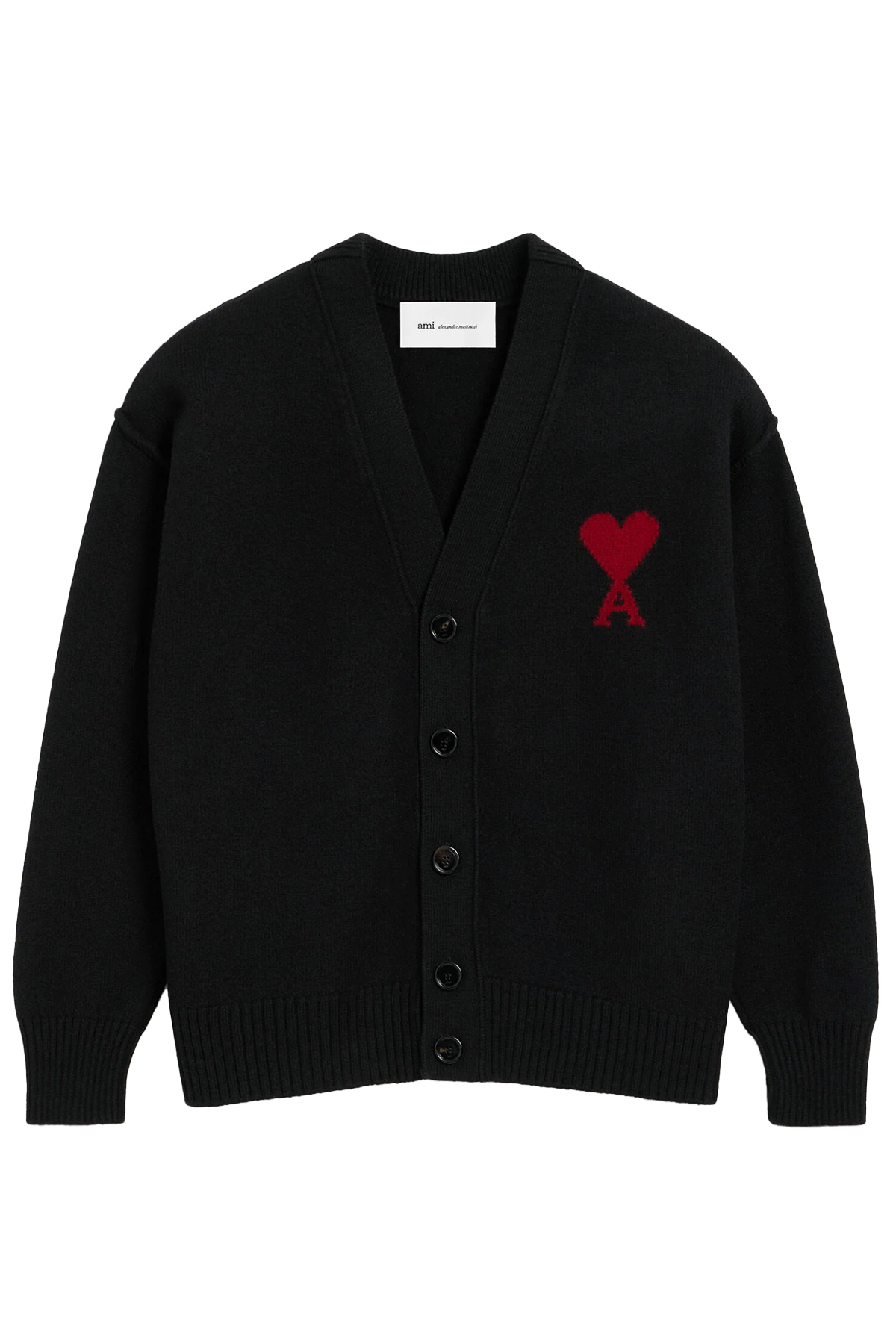 AMI Paris Herren Strickjacke Schwarz/Rot SCHWARZ Bild 1