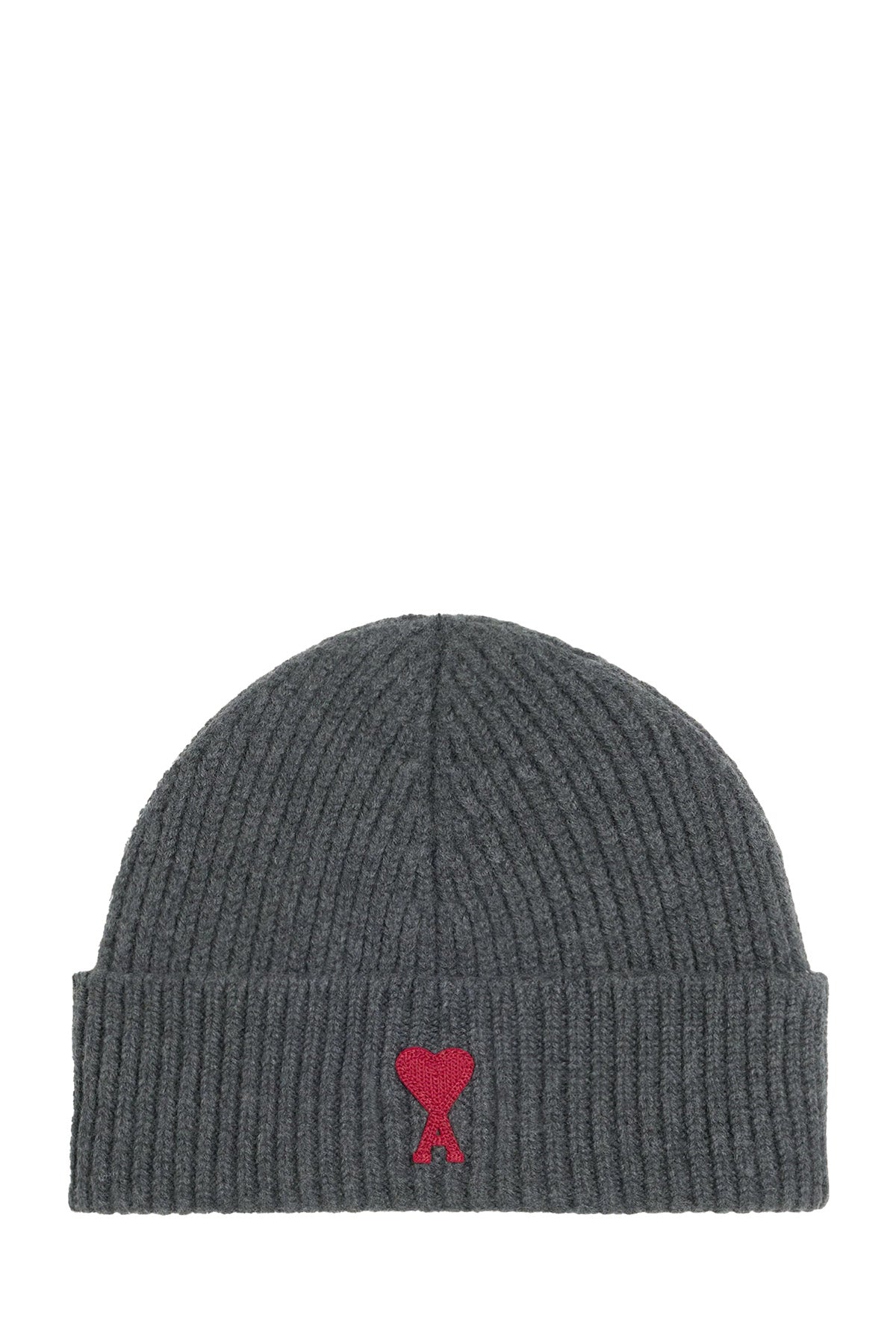 AMI Paris Herren Strickmütze Grau Heather grey/Red/084 084BFS Bild 1