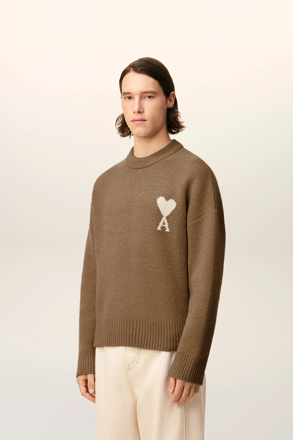 AMI Paris Herren Strickpullover Braun NOISETTE/ECRU 217H25 Bild 4