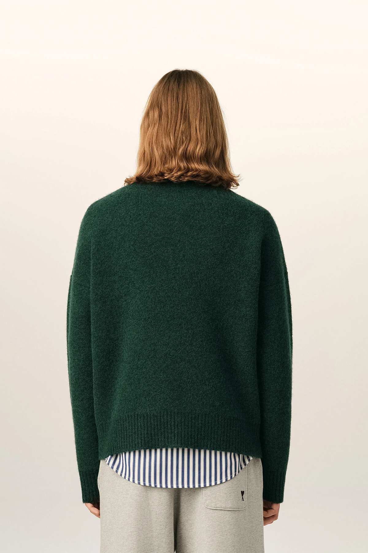 AMI Paris Herren Strickpullover Flaschengrün/Ecru DUNKELGRÜN Bild 3