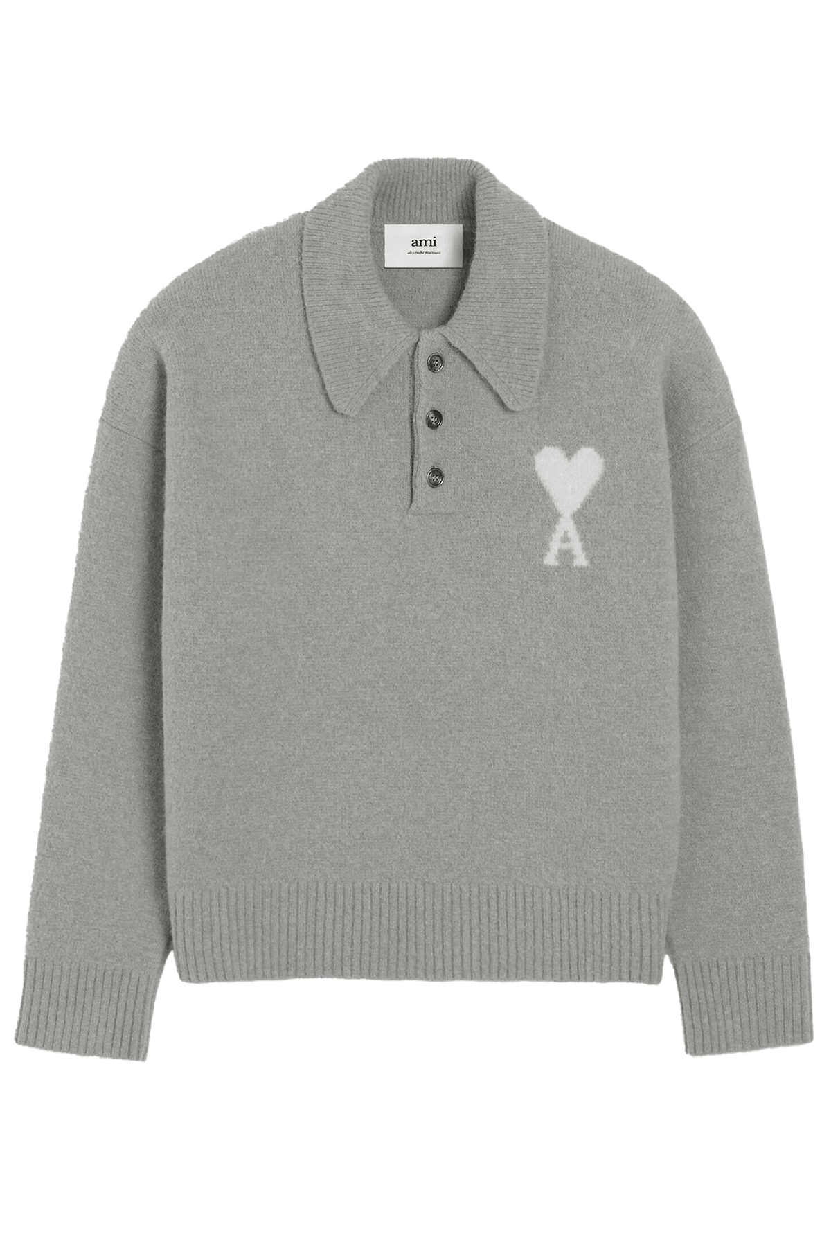 AMI Paris Herren Strickpullover mit Polokragen Grau GRIS/ECRU 058H25 Bild 1