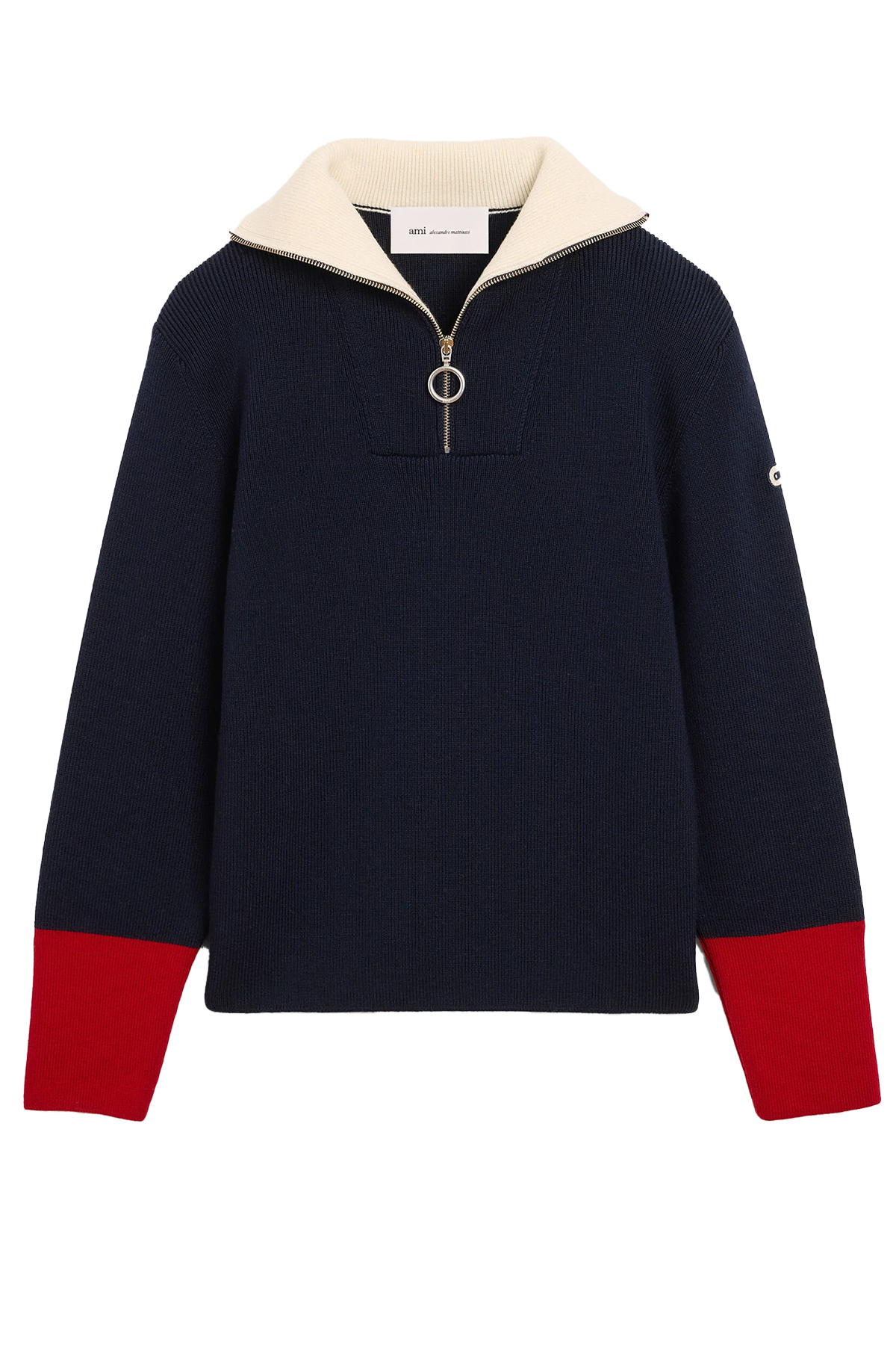 AMI Paris Herren Strickpullover mit Reißverschlusskragen Navy MARINE-BLAU Bild 1
