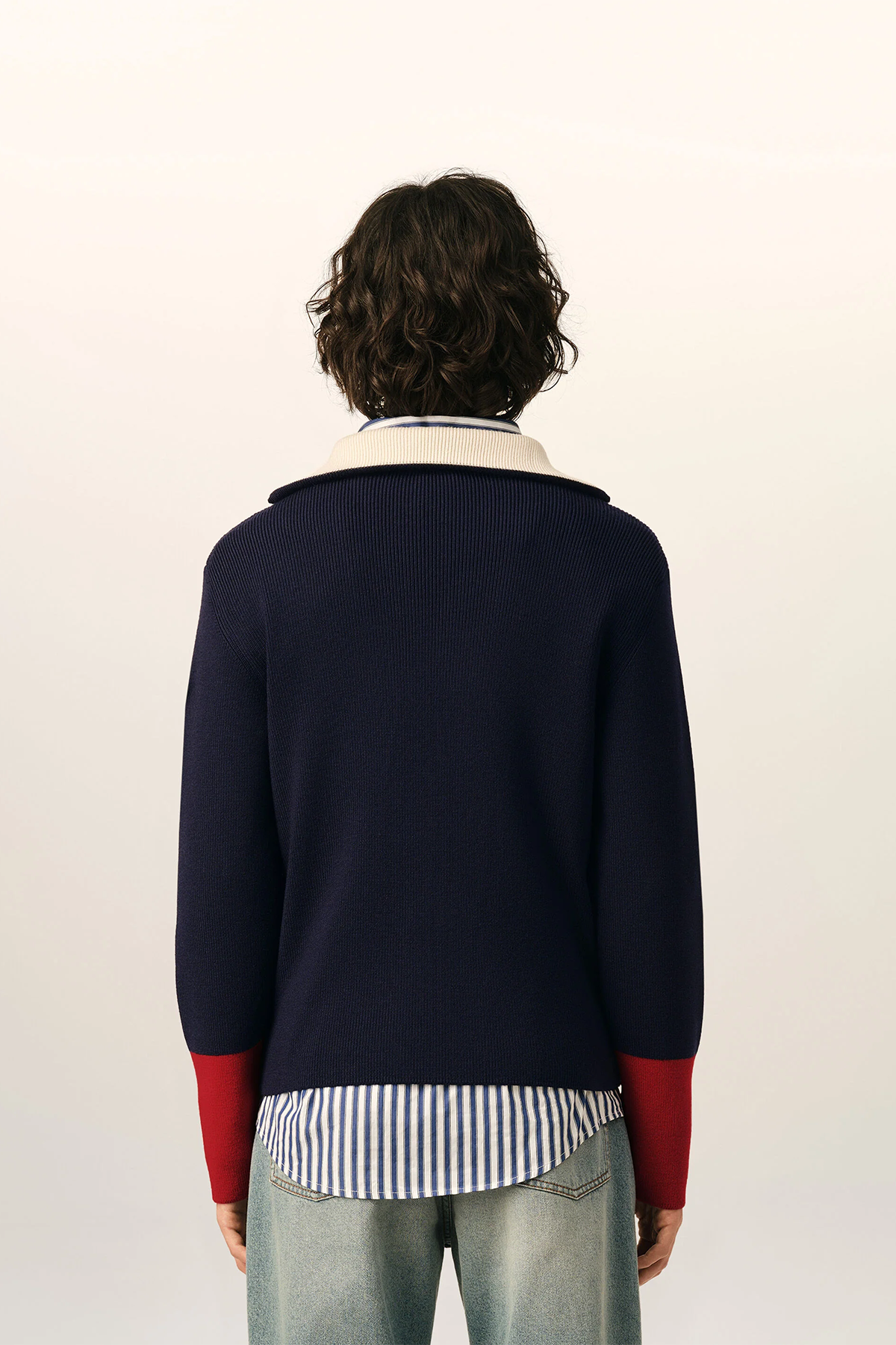 AMI Paris Herren Strickpullover mit Reißverschlusskragen Navy MARINE-BLAU Bild 3