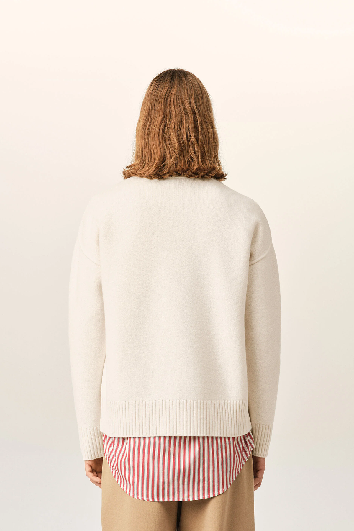AMI Paris Herren Strickpullover Off-White/Rot NATUR-WEISS Bild 3