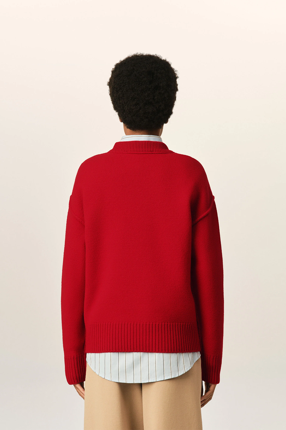 AMI Paris Herren Strickpullover Rubin Rot/Schwarz ROT Bild 3