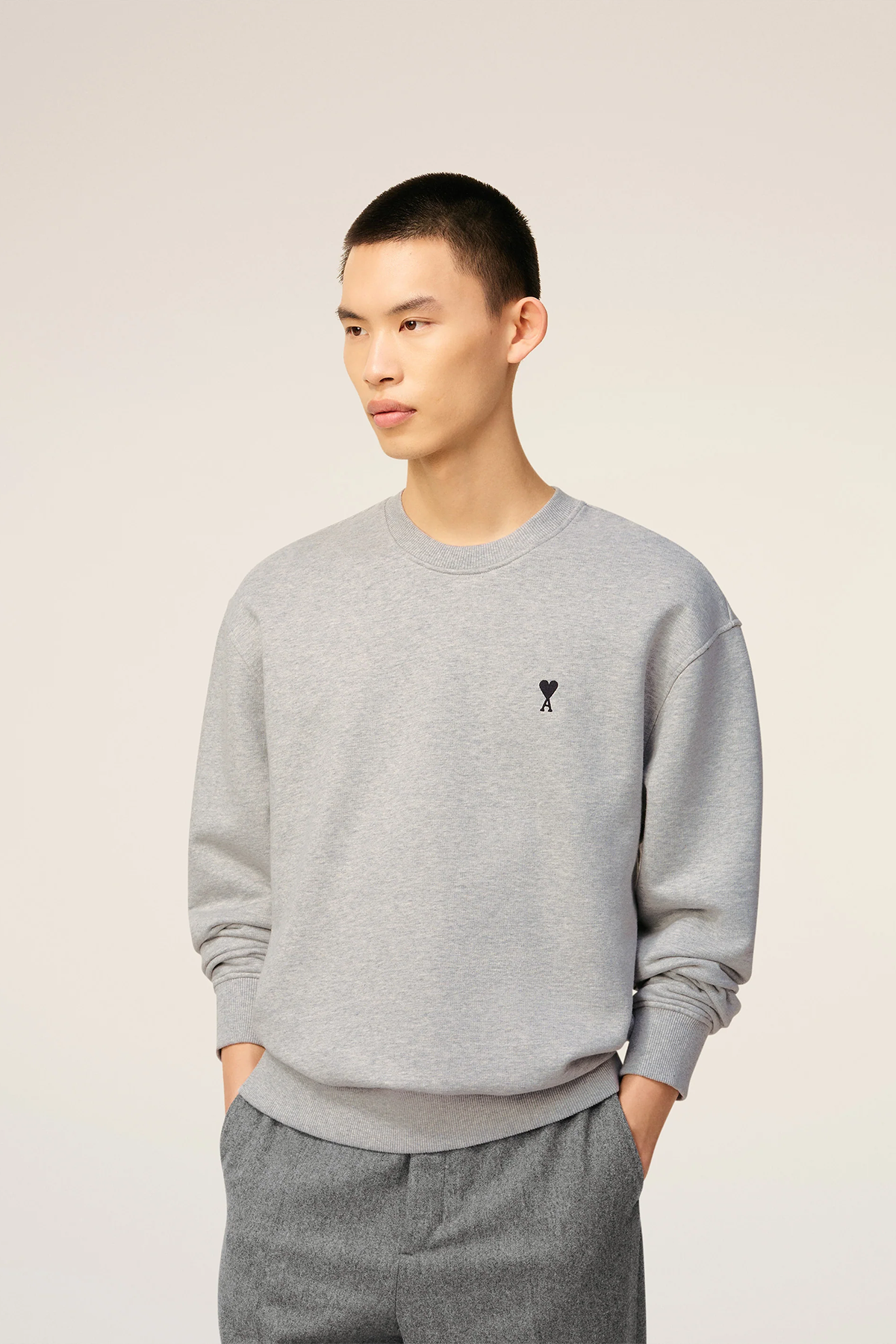 AMI Paris Herren Sweatshirt Grau GRIS CENDRE CHINE 0951E25 Bild 3