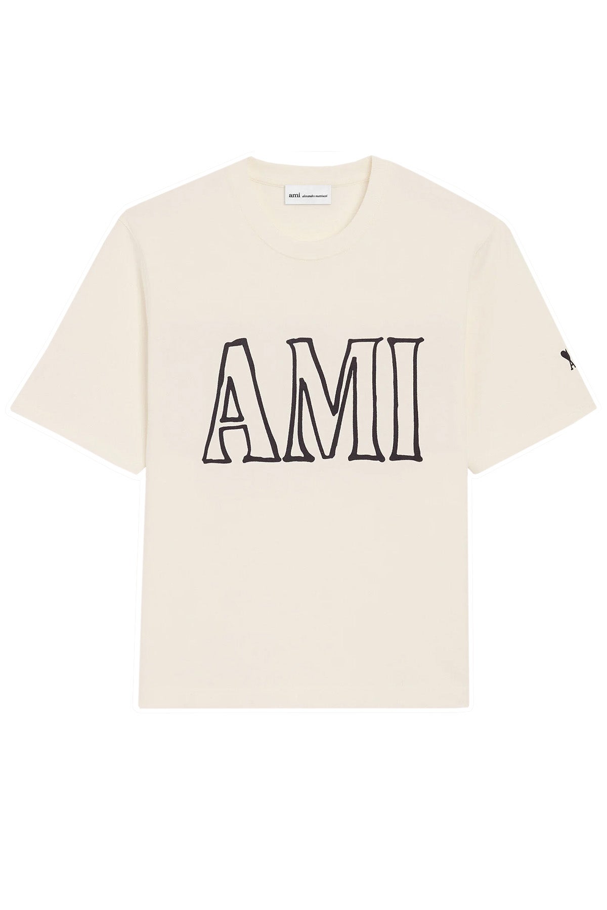 AMI Paris Herren T-Shirt mit Print Natur-Weiss NATUR-WEISS Bild 1