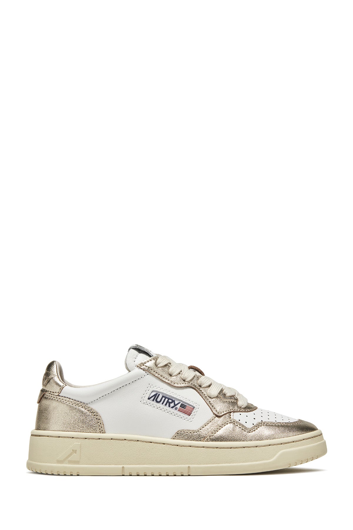 Autry Damen Low Sneaker Medalist Bicolor Weiss/Platin GOLD Bild 1