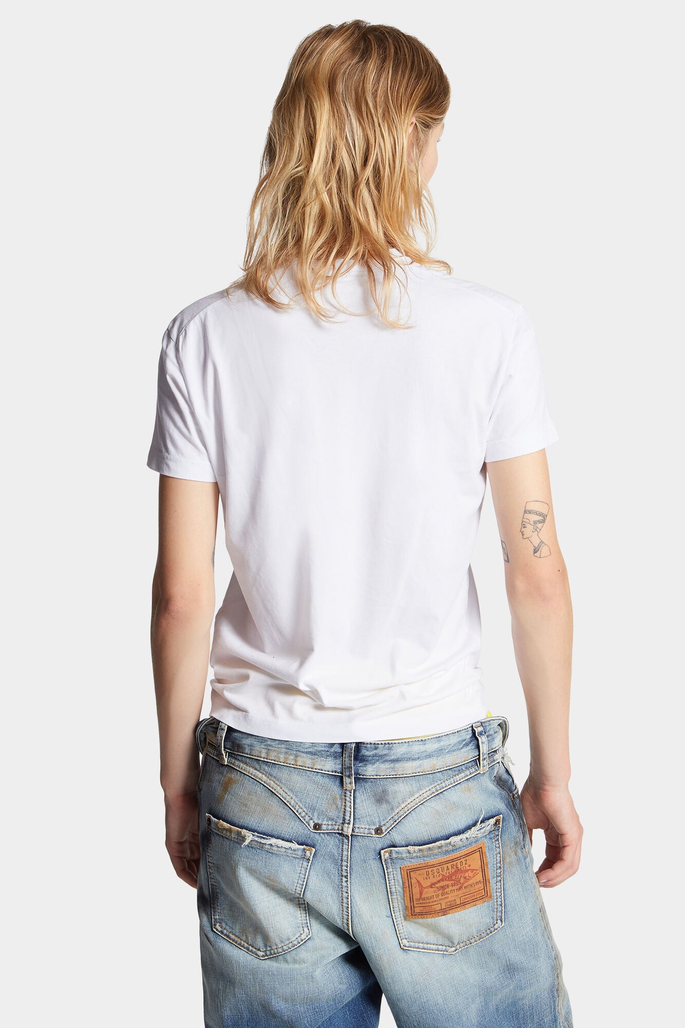 Dsquared2 Damen Just Right Fit D2 Milano T-Shirt Weiss TAUPE Bild 4
