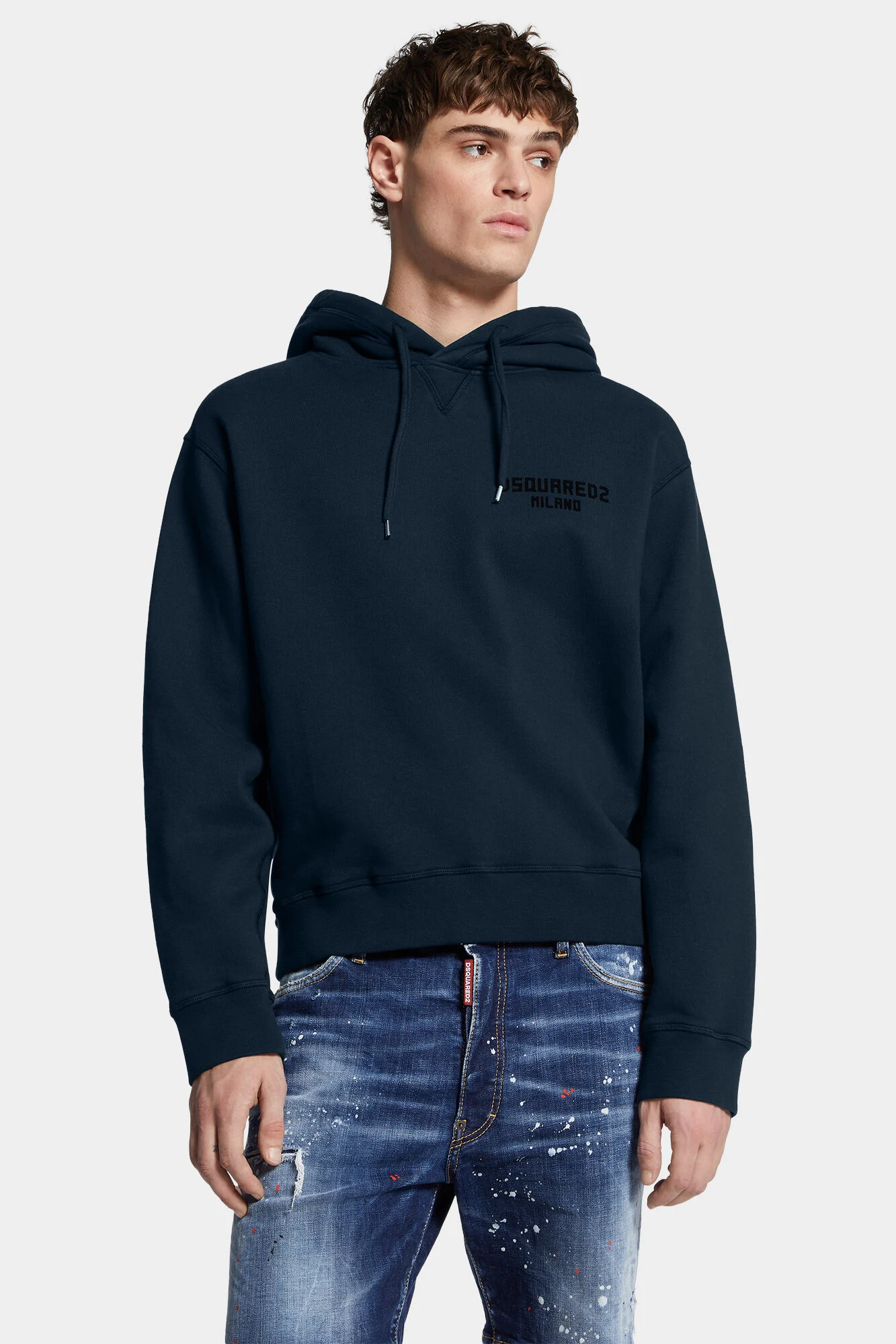 Herren Just Right Fit Dsquared2 Milano Hoodie Navy MARINE-BLAU Bild 2