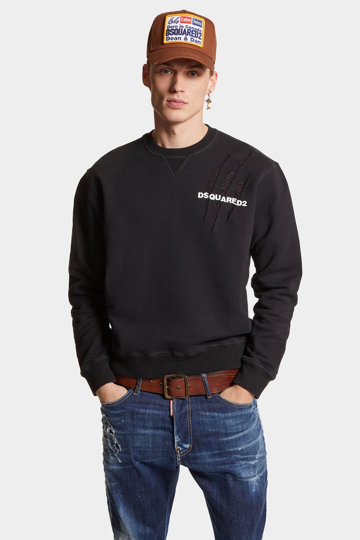 Dsquared2 Herren Scratch Cool Fit Sweatshirt Schwarz SCHWARZ Bild 2