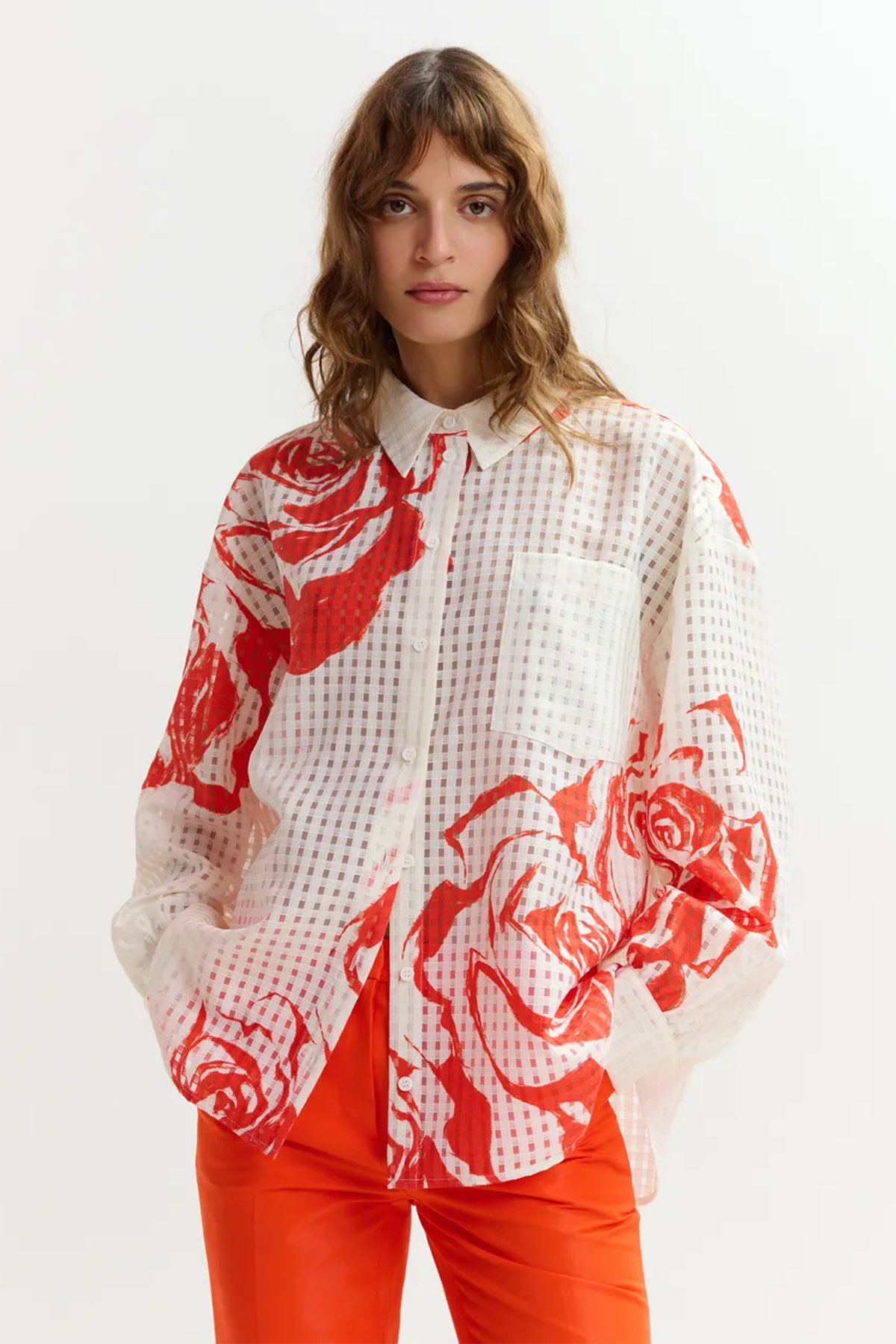 Essentiel Antwerp Damen Bluse Jorange Weiss/Orange NATUR-WEISS Bild 2