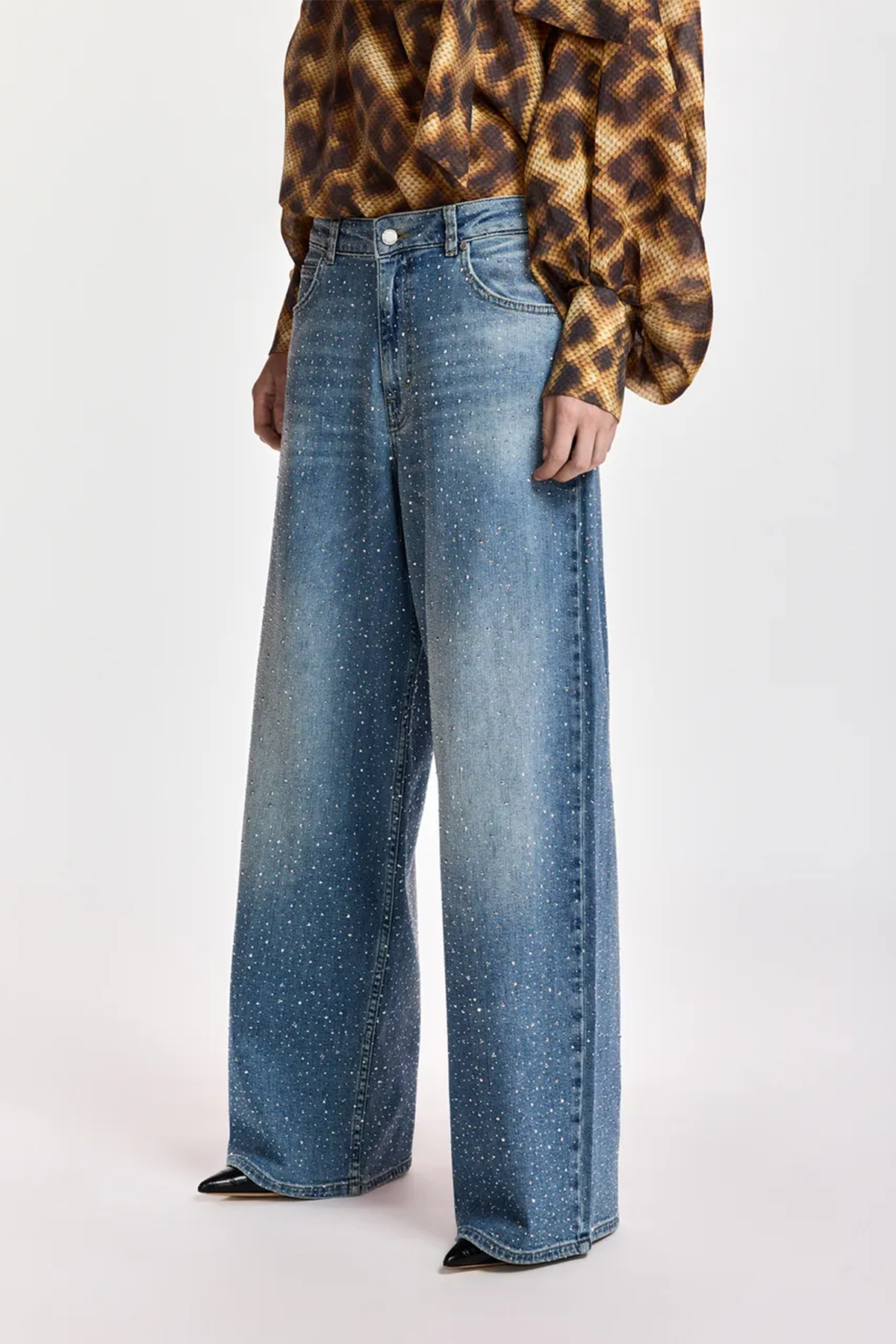 Essentiel Antwerp Damen Jeans mit Strassverzierung Kactus Blau BLAU Bild 3