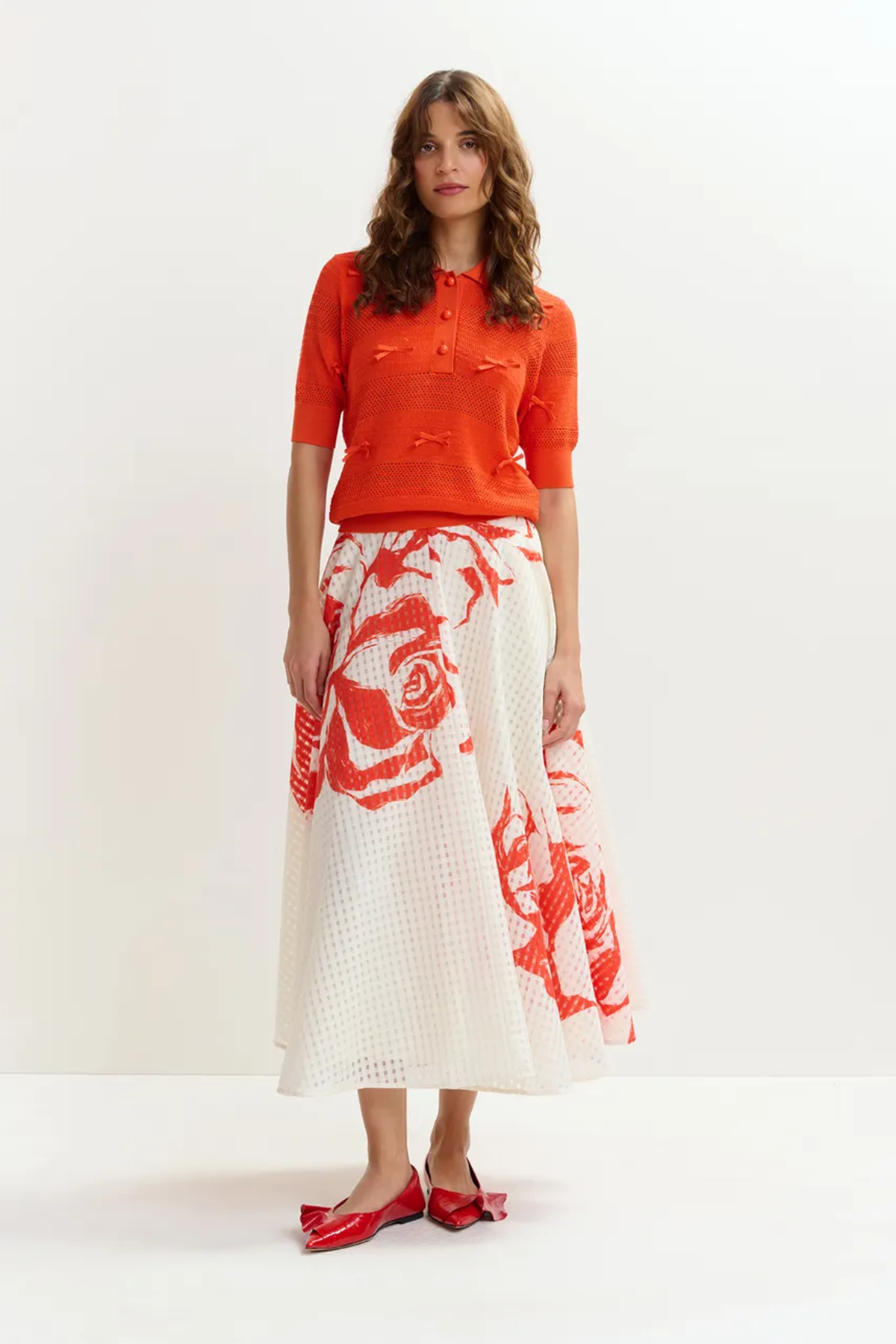 Essentiel Antwerp Damen Midirock Jango Weiss/Orange NATUR-WEISS Bild 2