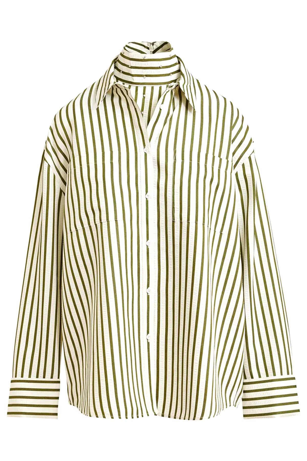 Essentiel Antwerp Damen Oversized-Bluse Janna Weiss/Grün GRÜN Bild 1