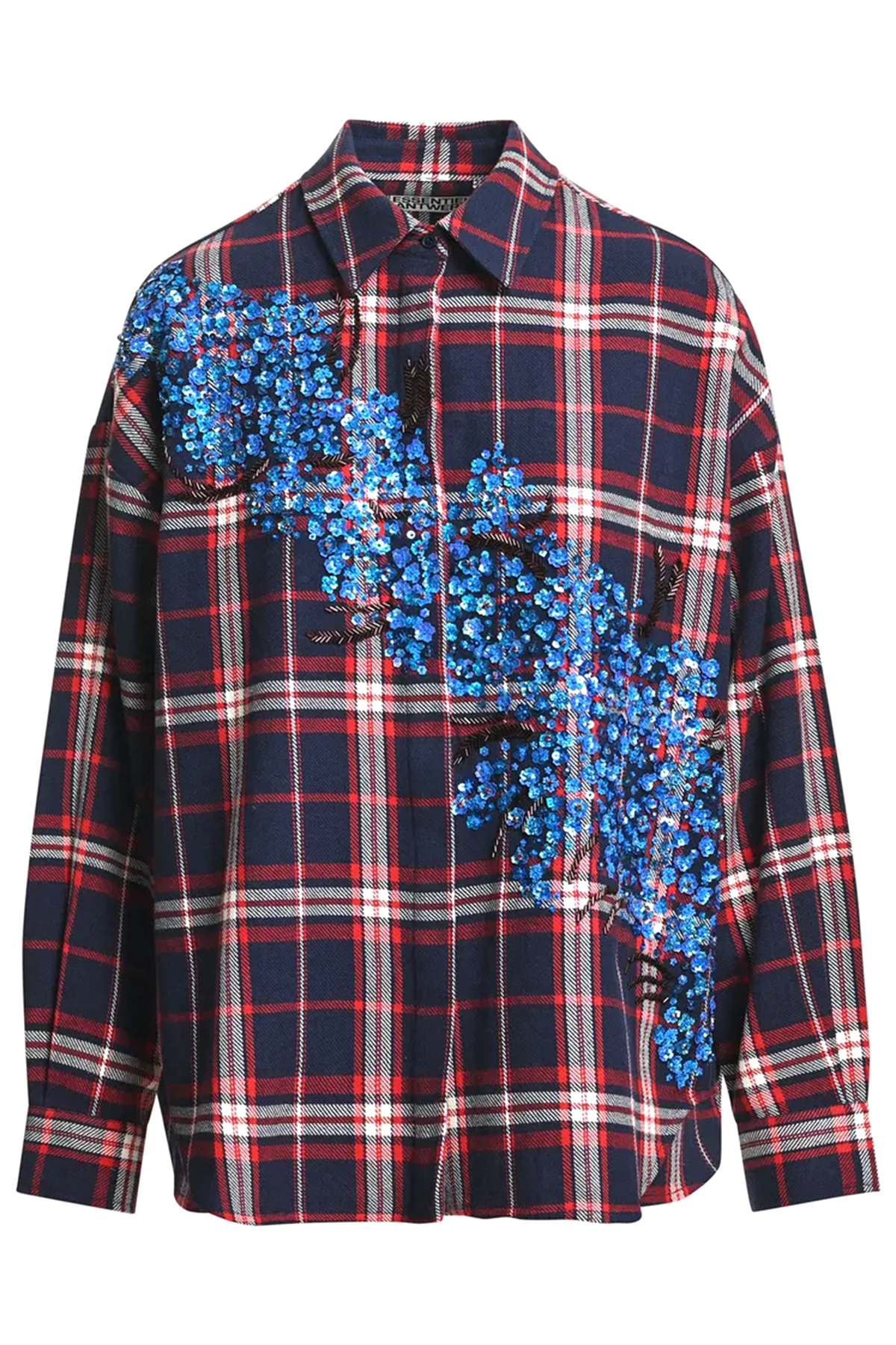 Essentiel Antwerp Damen Oversized-Bluse mit Karomuster Kirke Blau/Rot DUNKELROT Bild 1
