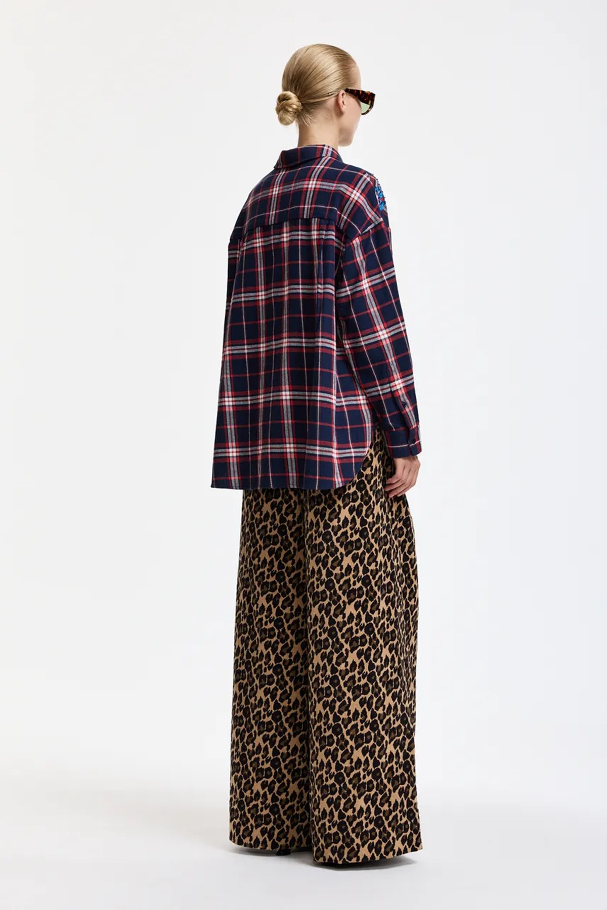 Essentiel Antwerp Damen Oversized-Bluse mit Karomuster Kirke Blau/Rot DUNKELROT Bild 4