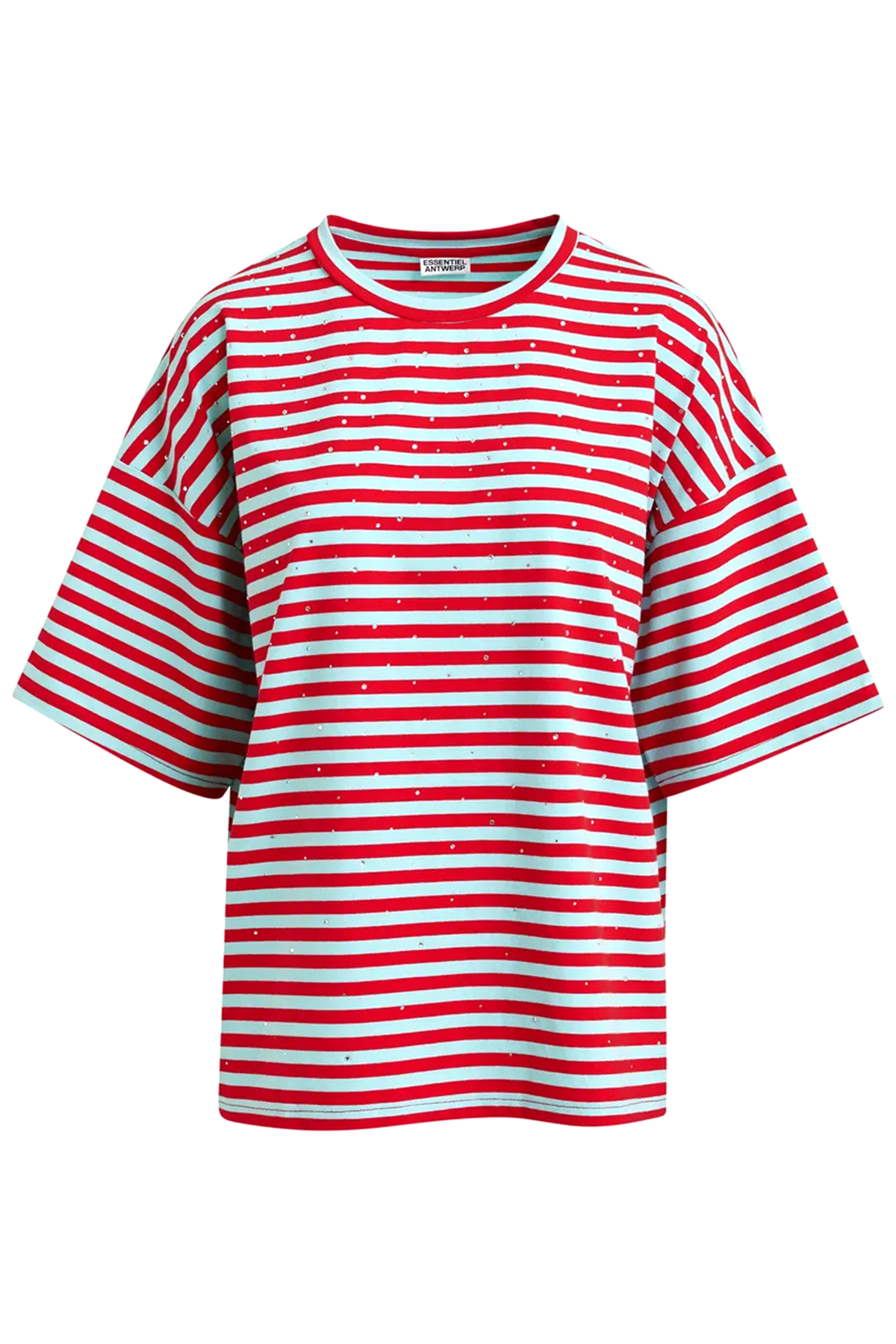 Essentiel Antwerp Damen oversized T-Shirt Joste Hellblau/Rot ORANGE Bild 1
