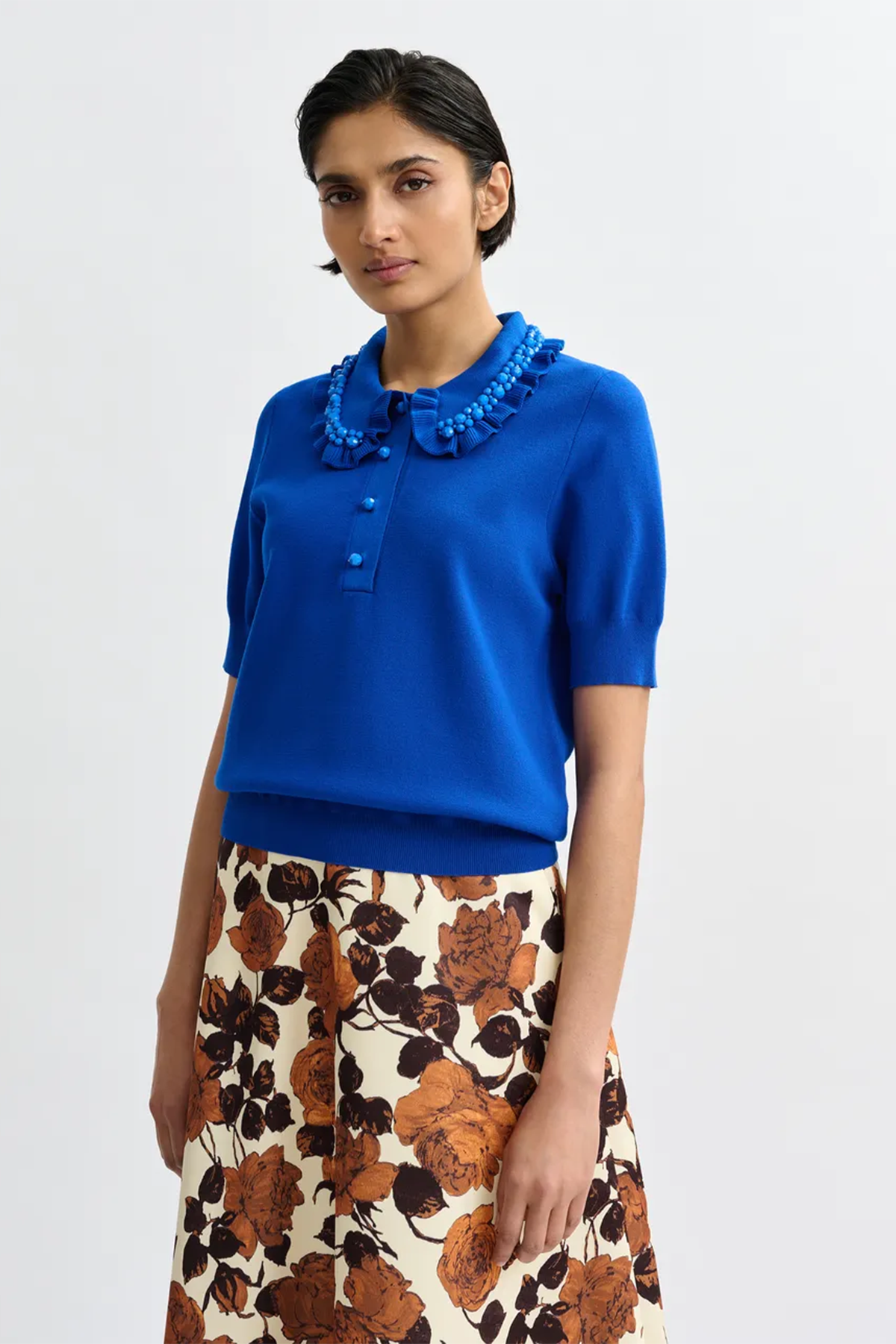 Essentiel Antwerp Damen Strickpolo Jewelry Blau LILA Bild 2