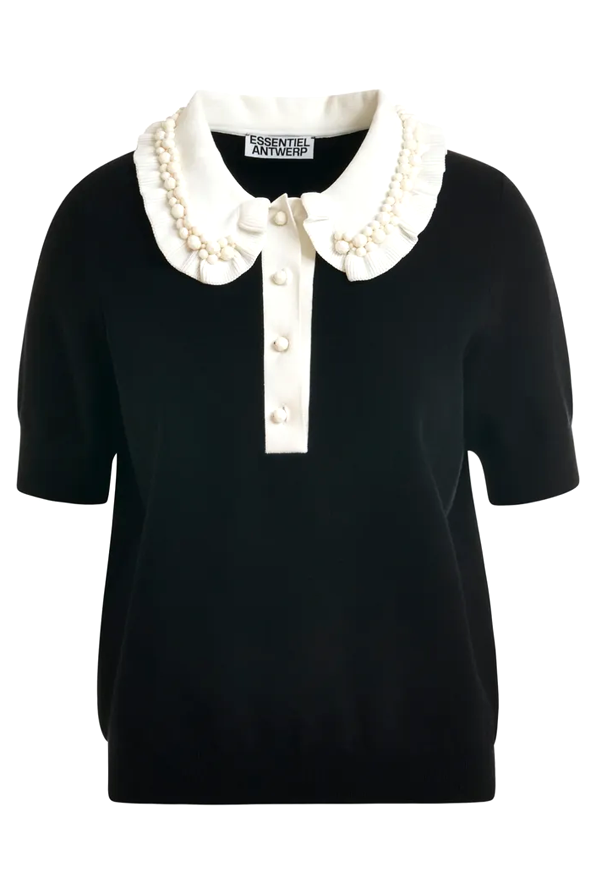 Essentiel Antwerp Damen Strickpolo Jewelry Schwarz SCHWARZ Bild 1