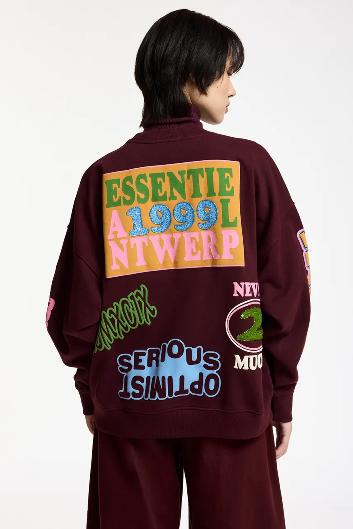 Essentiel Antwerp Damen Sweatshirt Kampus Burgund DUNKELROT Bild 3