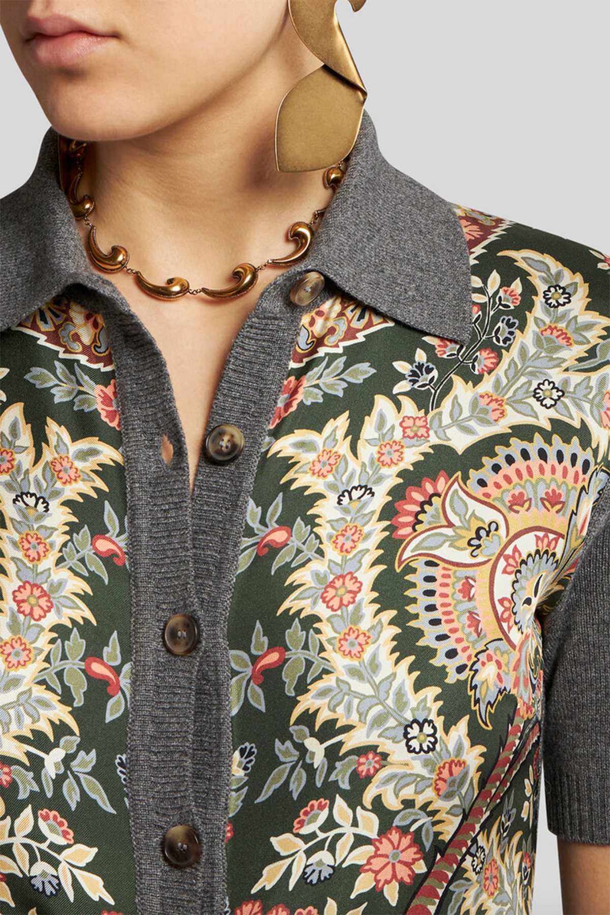 Etro gestricktes Damen Polokleid Grau/Grün GRAU Bild 5