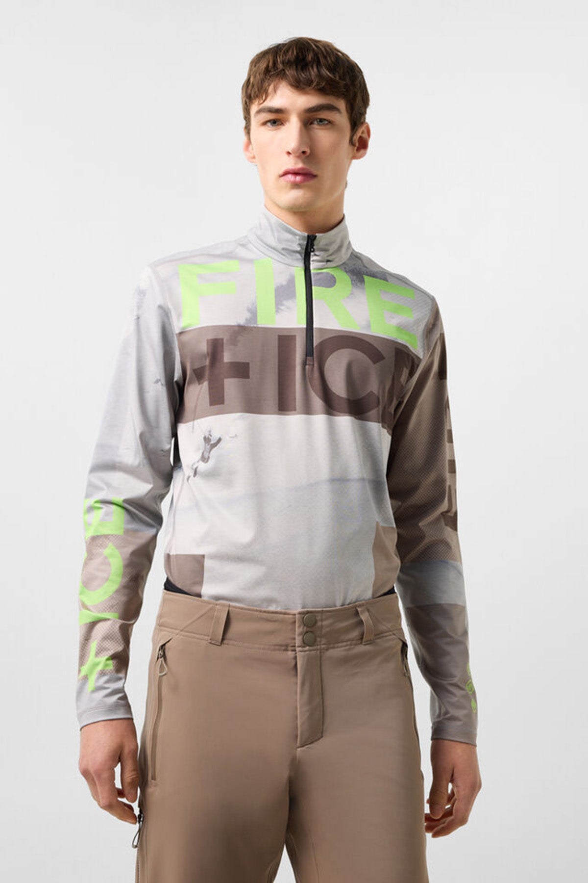 Fire & Ice Herren First Layer Pascal Grau/Taupe/Grün A26 Bild 2