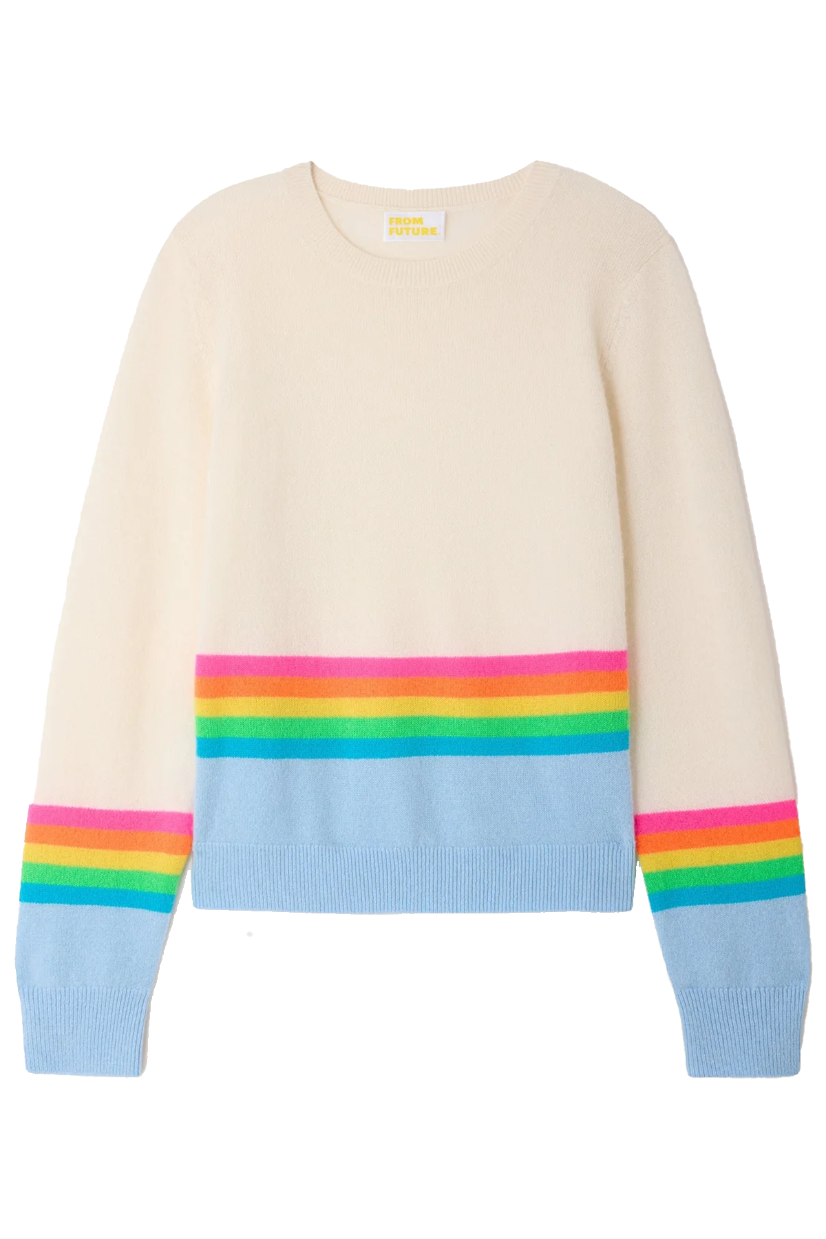 FROM FUTURE Damen Kaschmirpullover Beige/Baby Blue HELLBLAU Bild 1