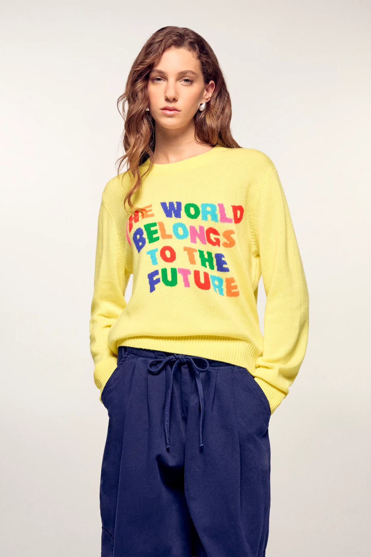 FROM FUTURE Damen Kaschmirpullover Intarsia Star Yellow GELB Bild 2