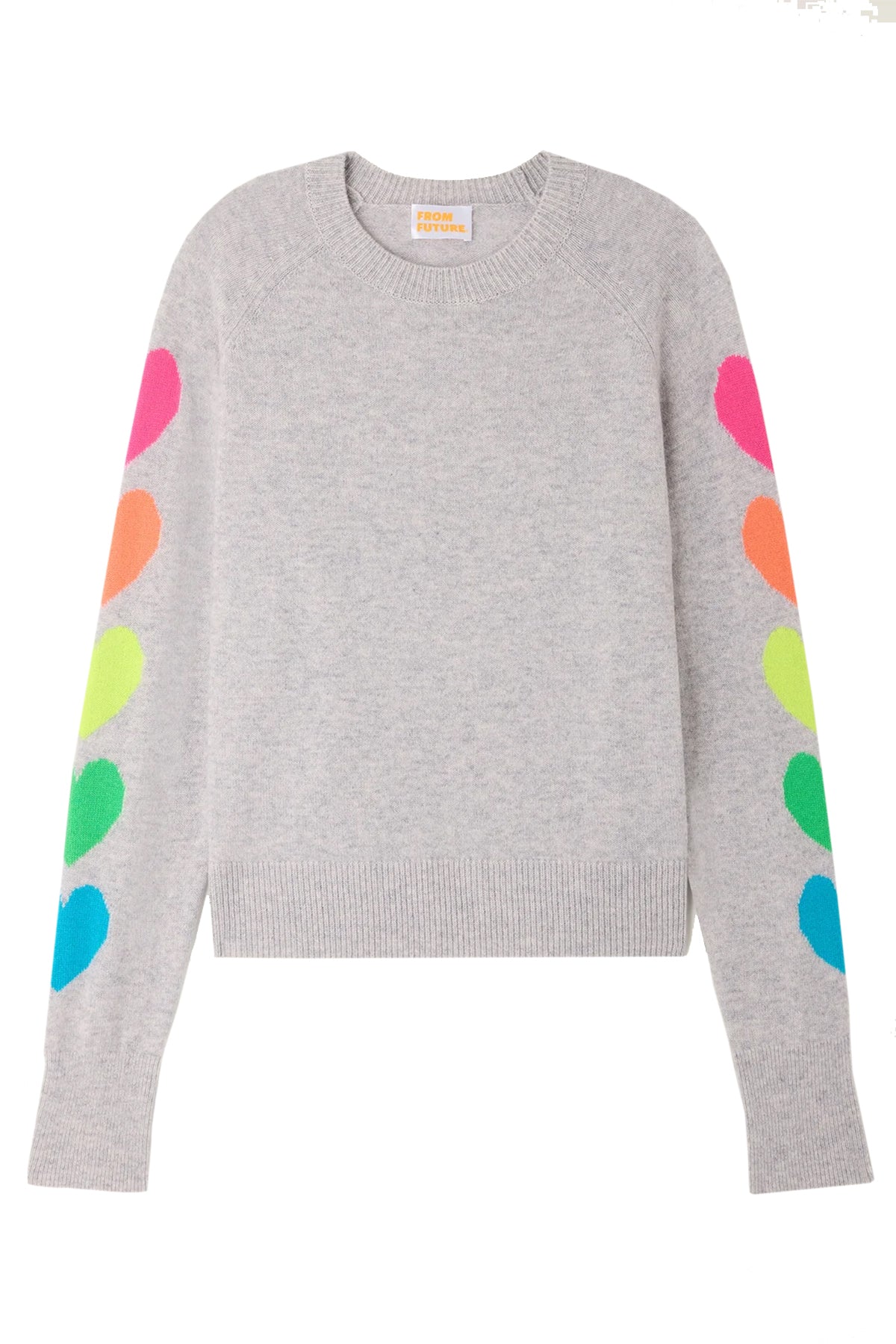 FROM FUTURE Damen Kaschmirpullover mit Herzen Grau GRAU Bild 1