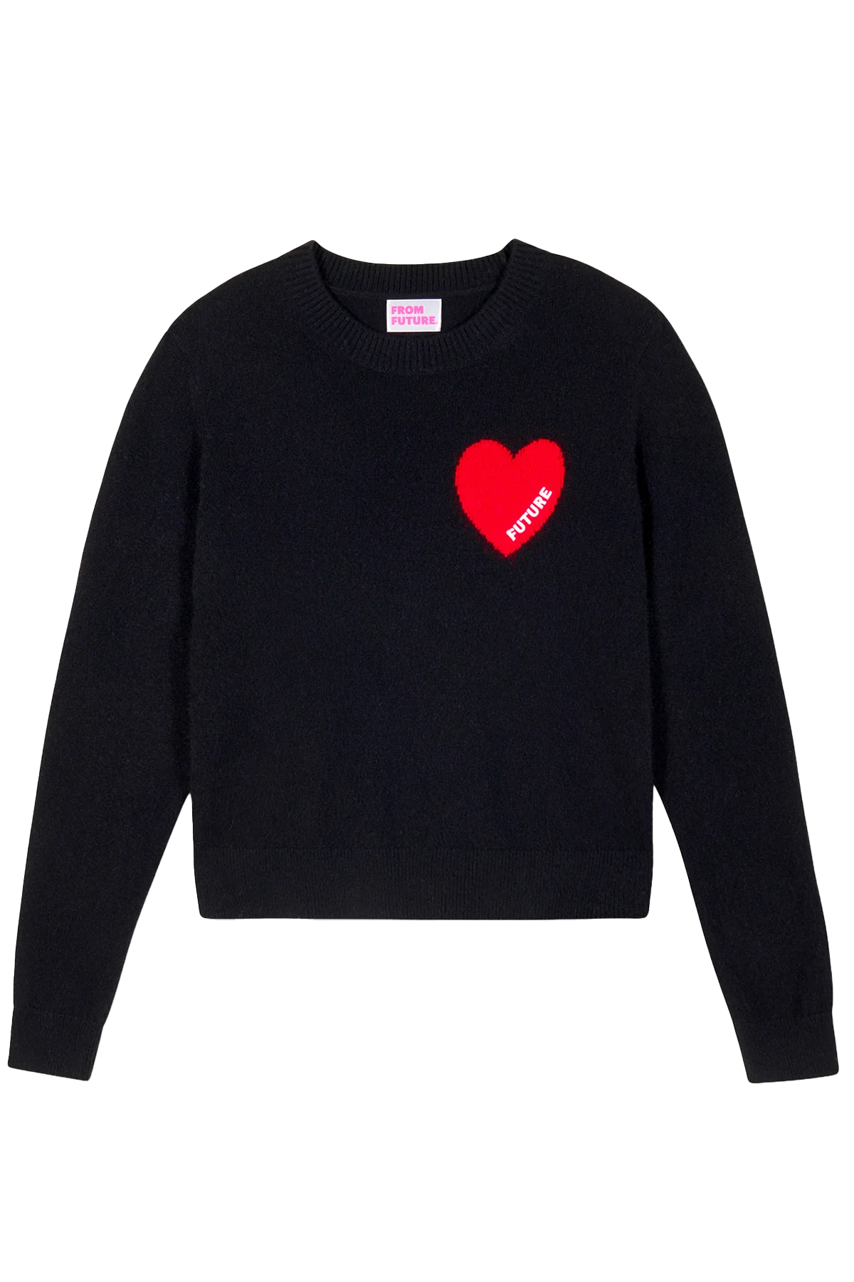 FROM FUTURE Damen Kaschmirpullover mit Herz Schwarz SCHWARZ Bild 1