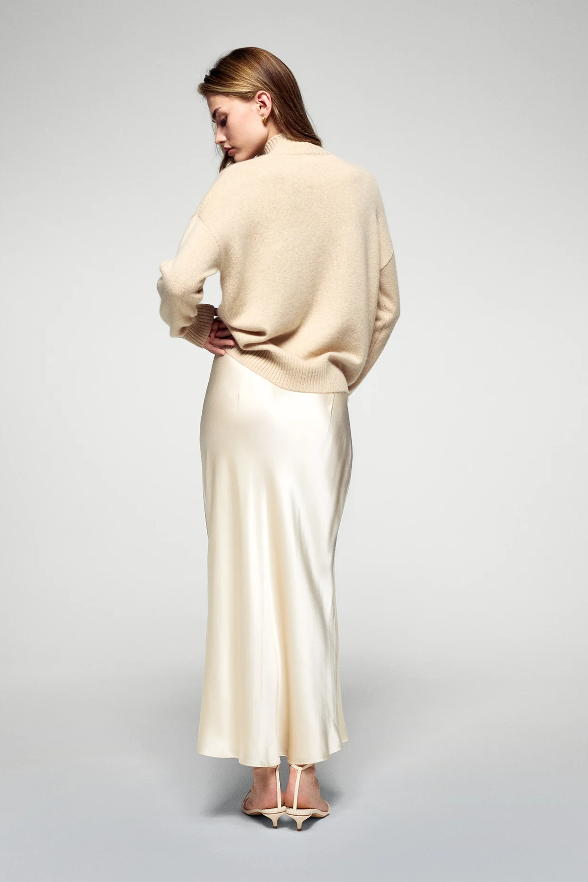 FROM FUTURE Damen Kaschmirpullover mit Stehkragen Beige BEIGE Bild 3