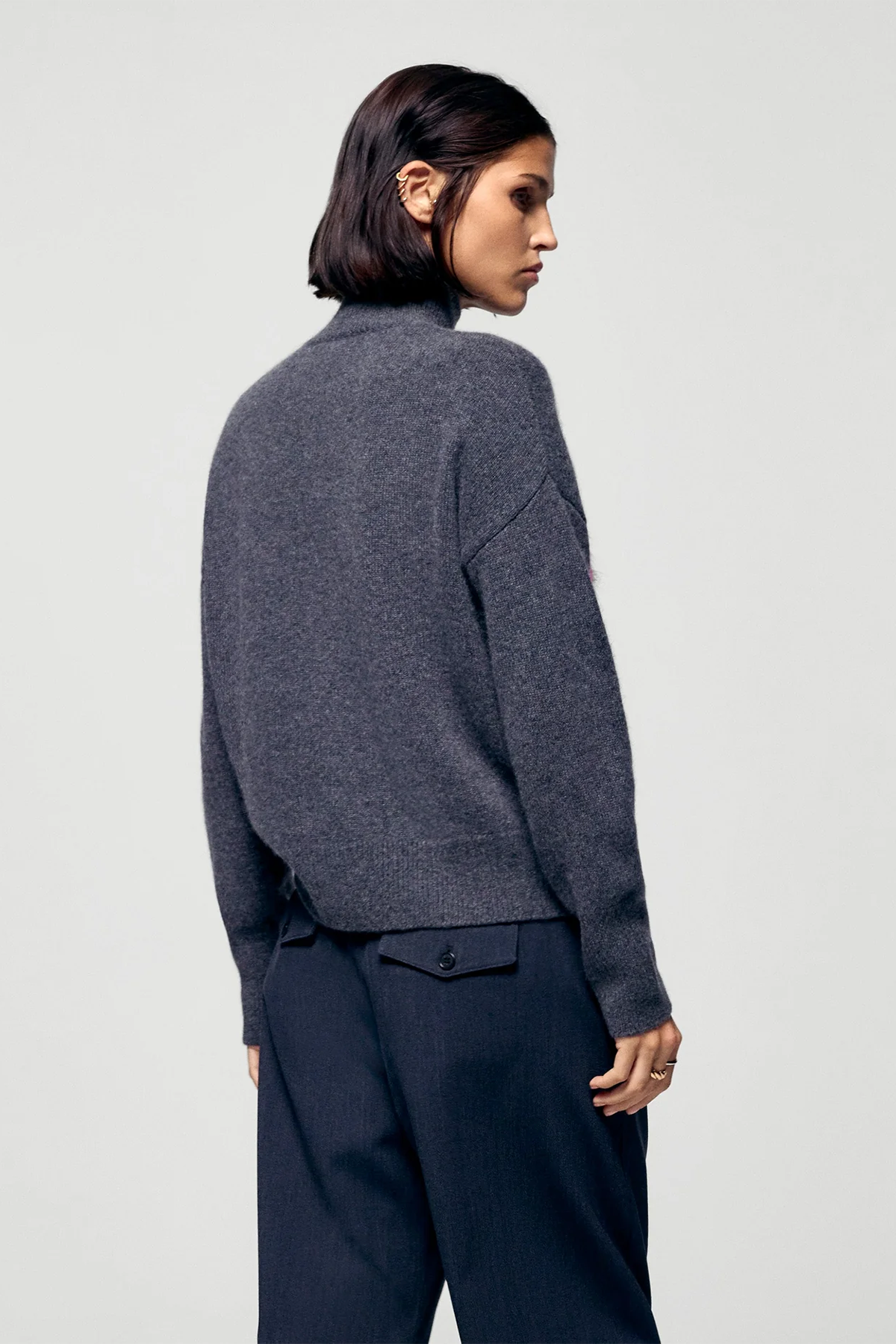 FROM FUTURE Damen Kaschmirpullover mit Stehkragen Anthrazit 1503 ANTHRACITE F Bild 3