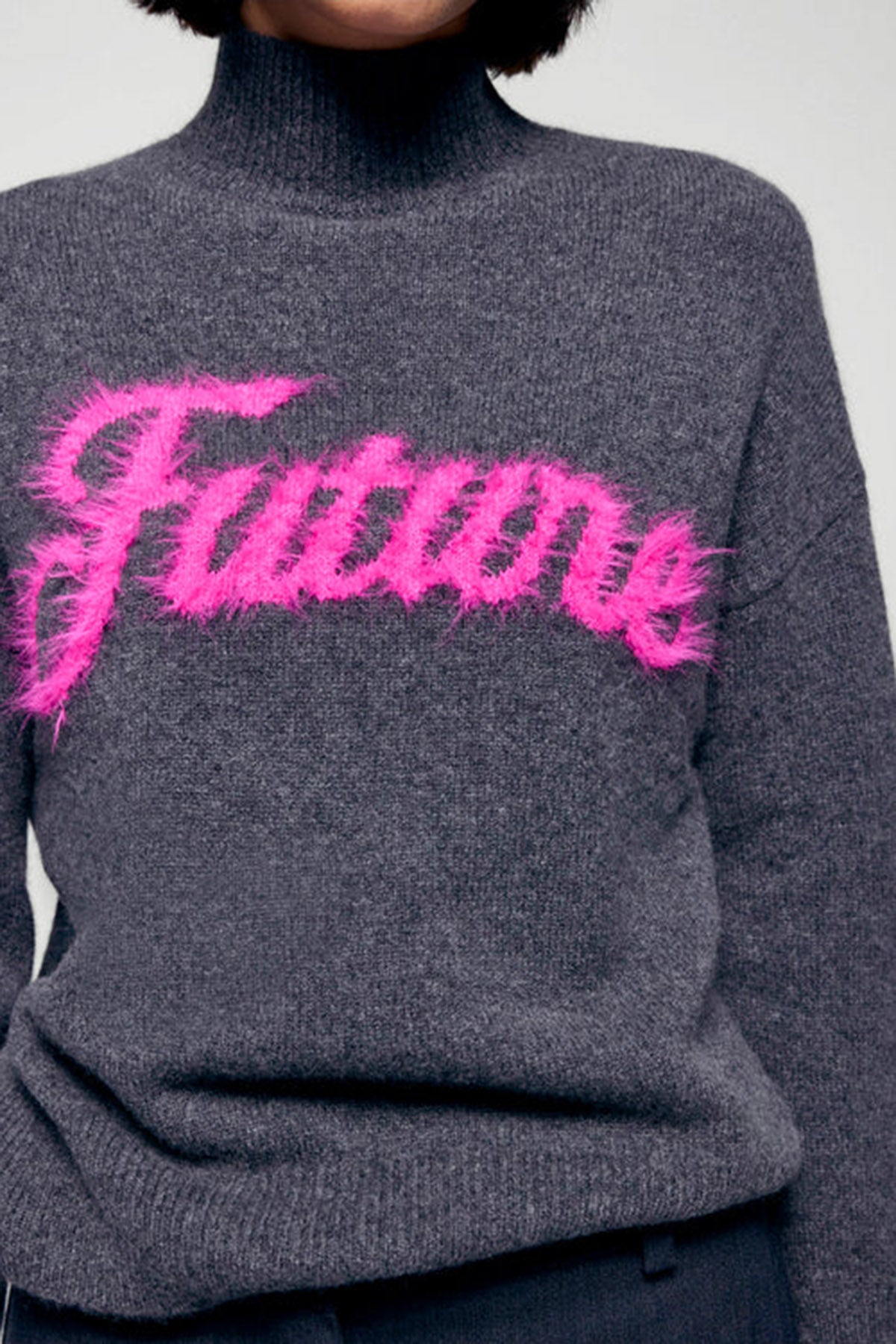FROM FUTURE Damen Kaschmirpullover mit Stehkragen Anthrazit 1503 ANTHRACITE F Bild 4