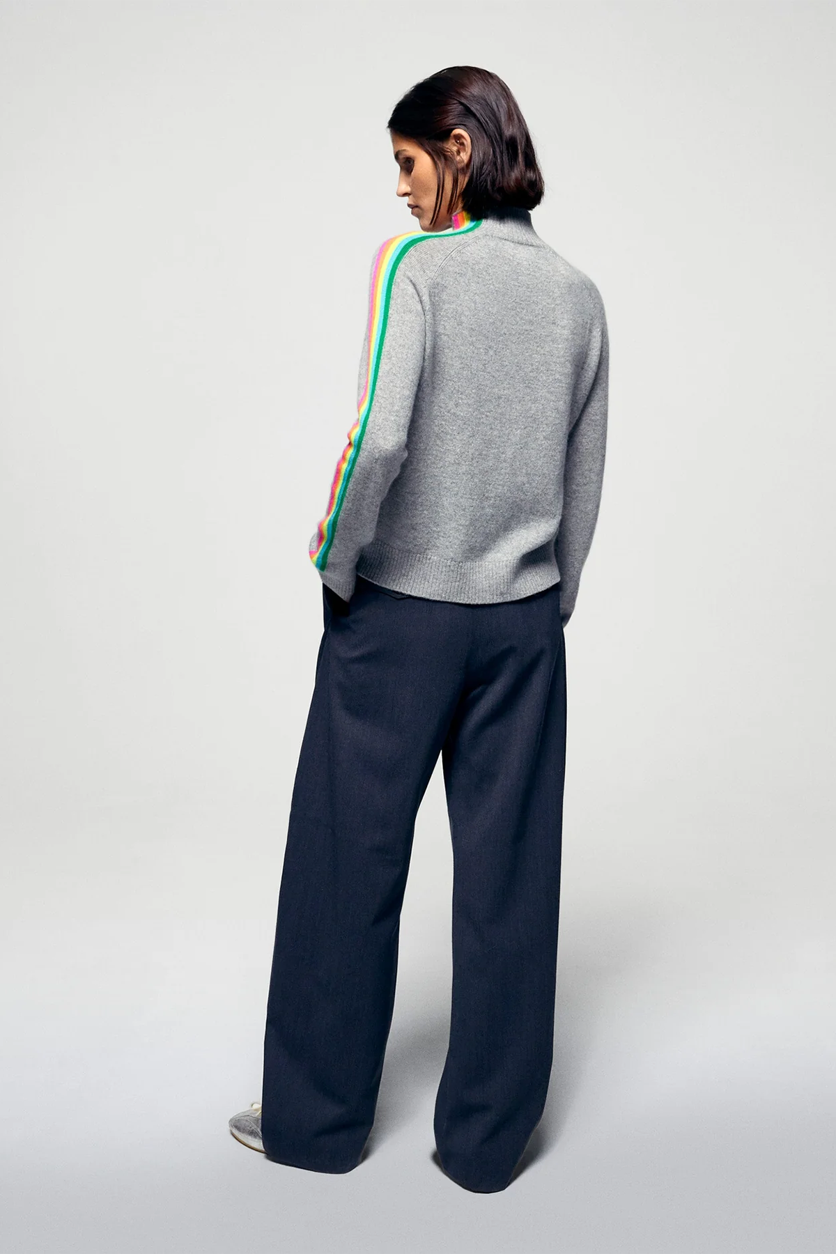 FROM FUTURE Damen Kaschmirpullover mit Stehkragen Grau 1500 GRIS CHINE FONCE Bild 3
