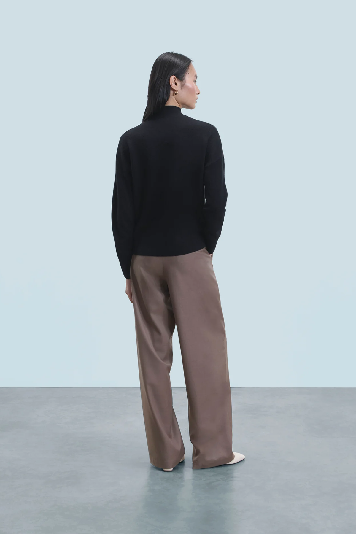 FROM FUTURE Damen Kaschmirpullover mit Stehkragen Schwarz 1000 NOIR Bild 3