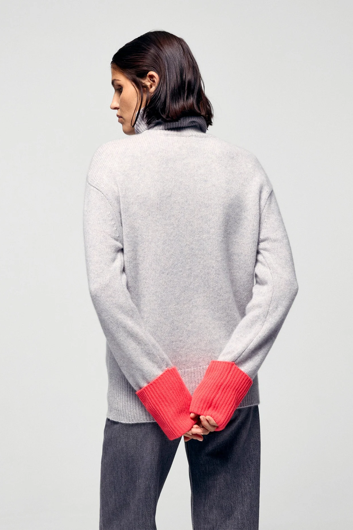FROM FUTURE Damen Kaschmirpullover Rollkragen Grau 1502 GRIS CHINE CLAIR Bild 3