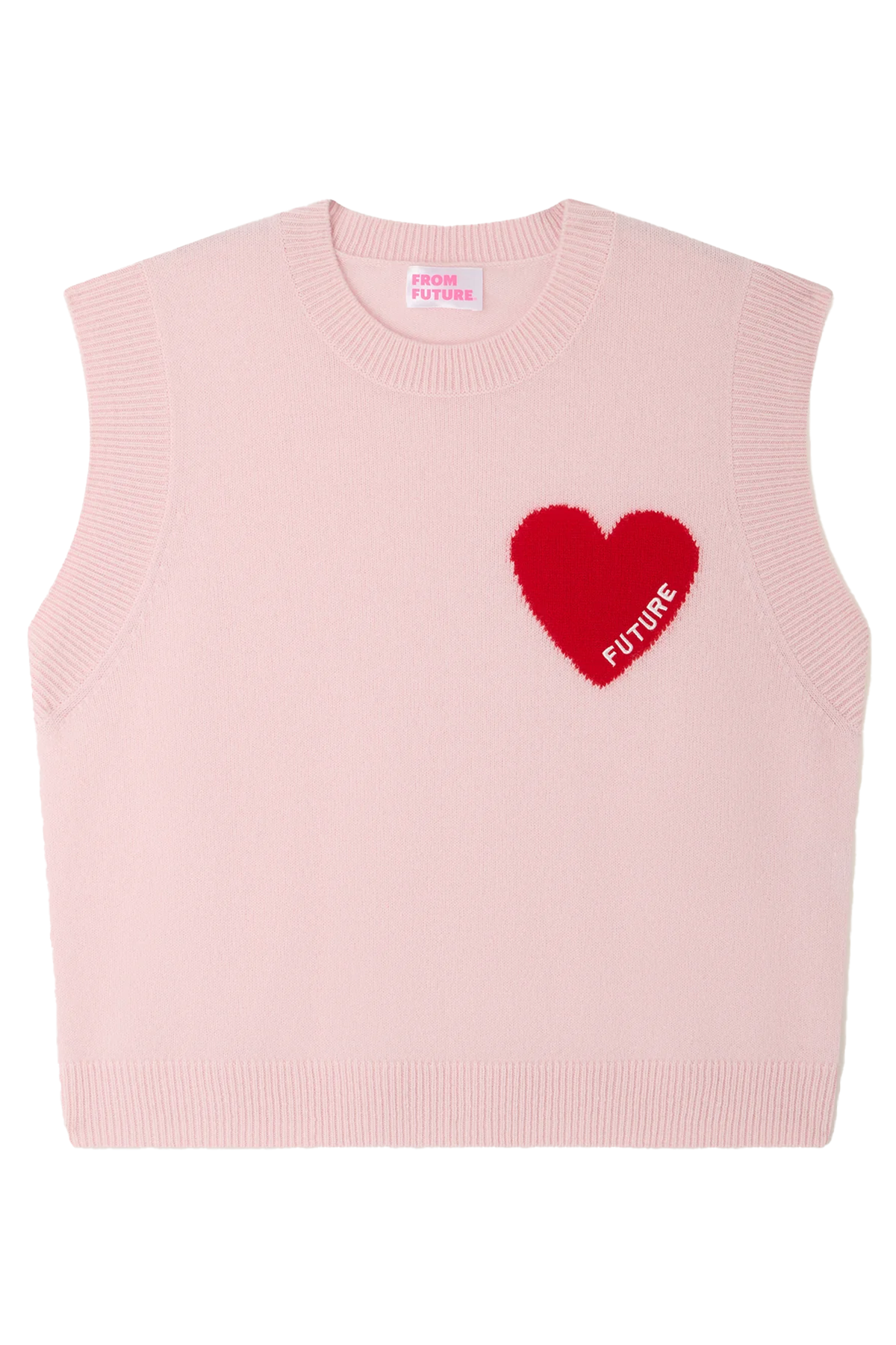 FROM FUTURE Damen Kaschmirpullunder mit Herz Rosa ROSA Bild 1