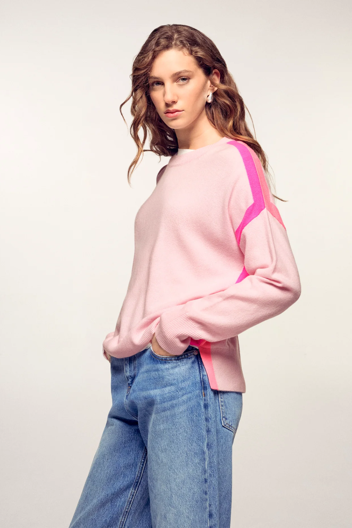 FROM FUTURE Damen Oversize-Kaschmirpullover Sky Pink ROSA Bild 2