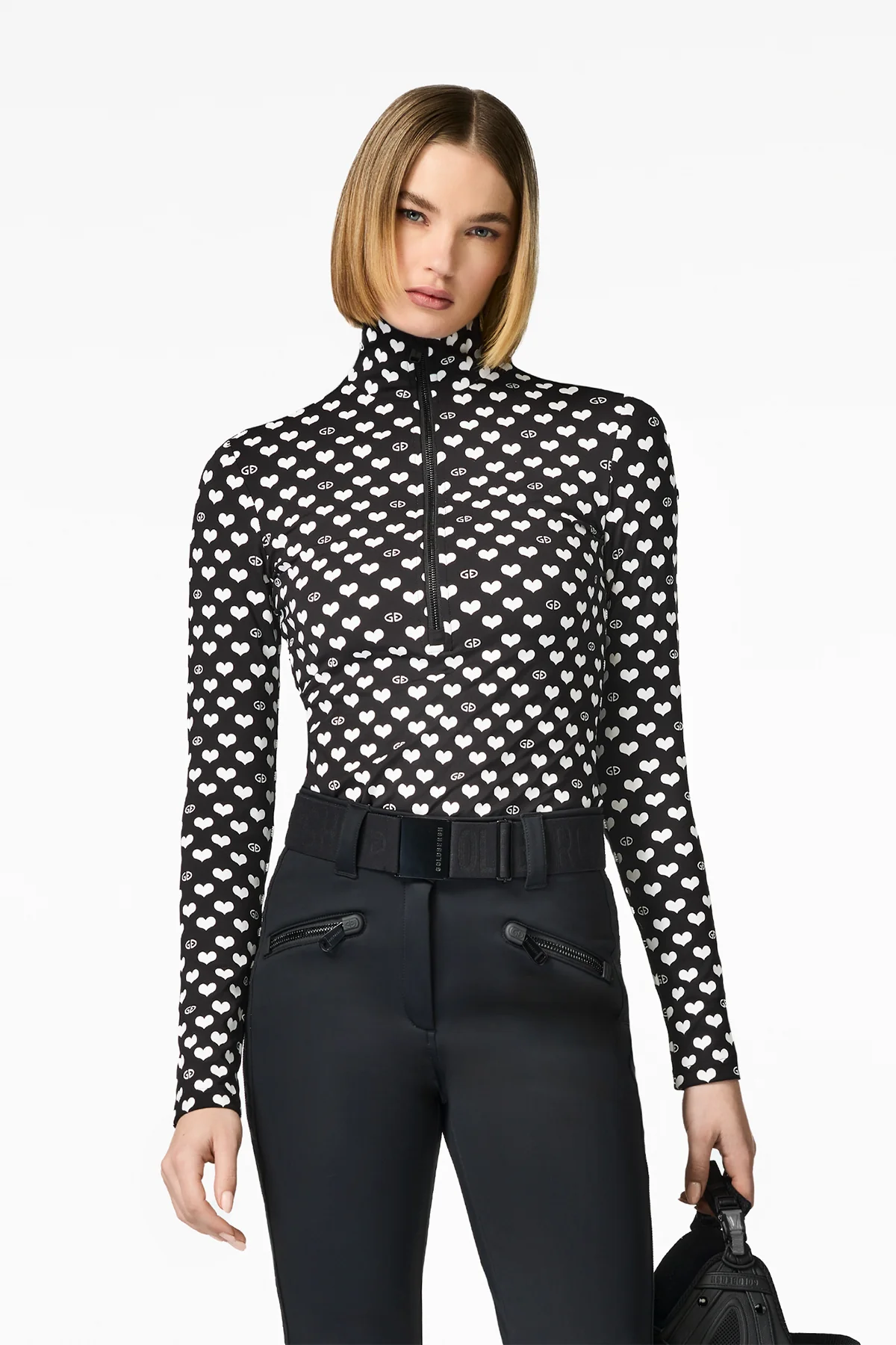 Goldbergh Damen Skishirt Cuori, Schwarz-Weiss 0025 cuori maschera Bild 4