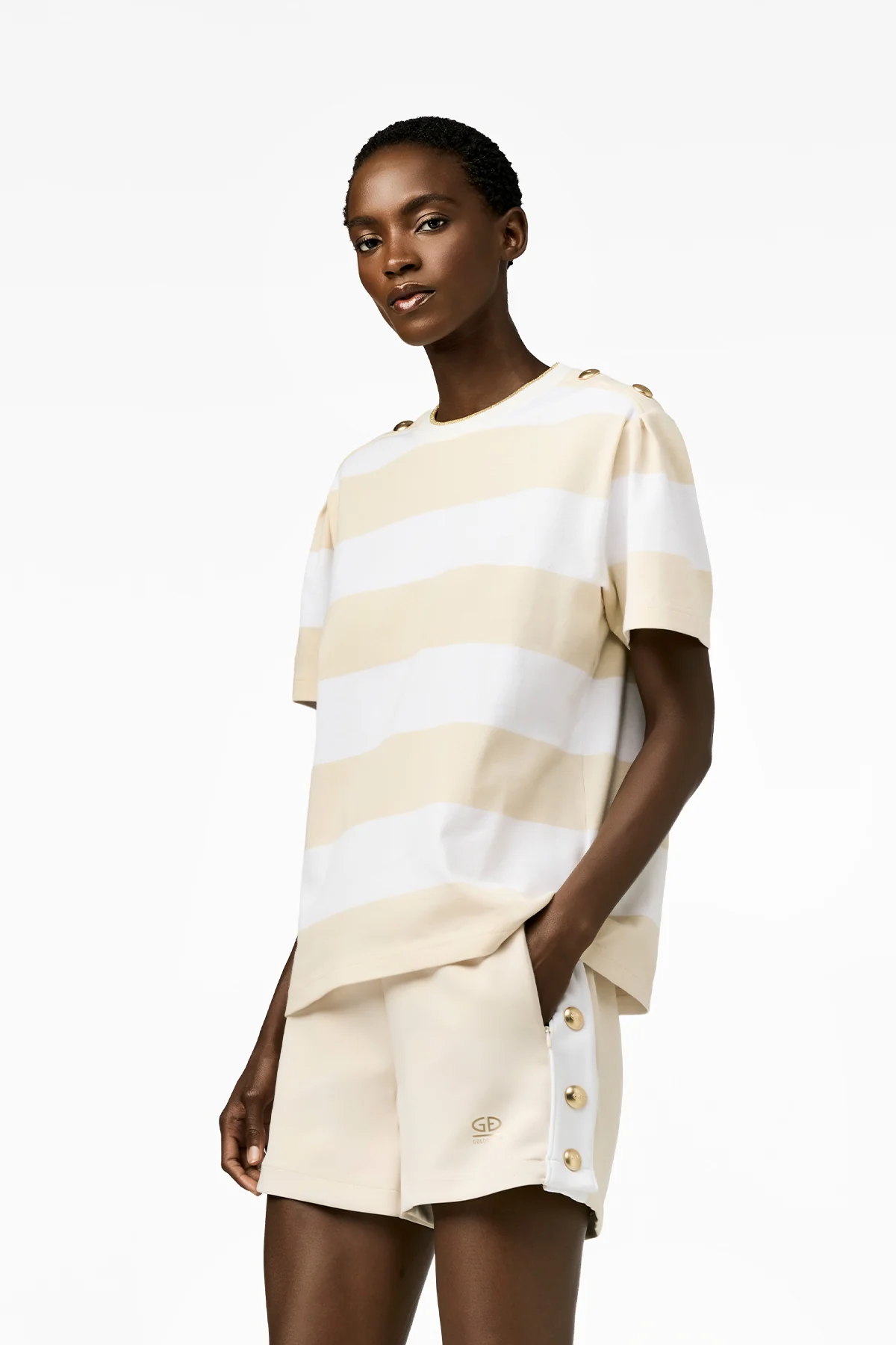 Goldbergh Damen T-Shirt Lido Champagne/Weiss 8384 champange/white Bild 2