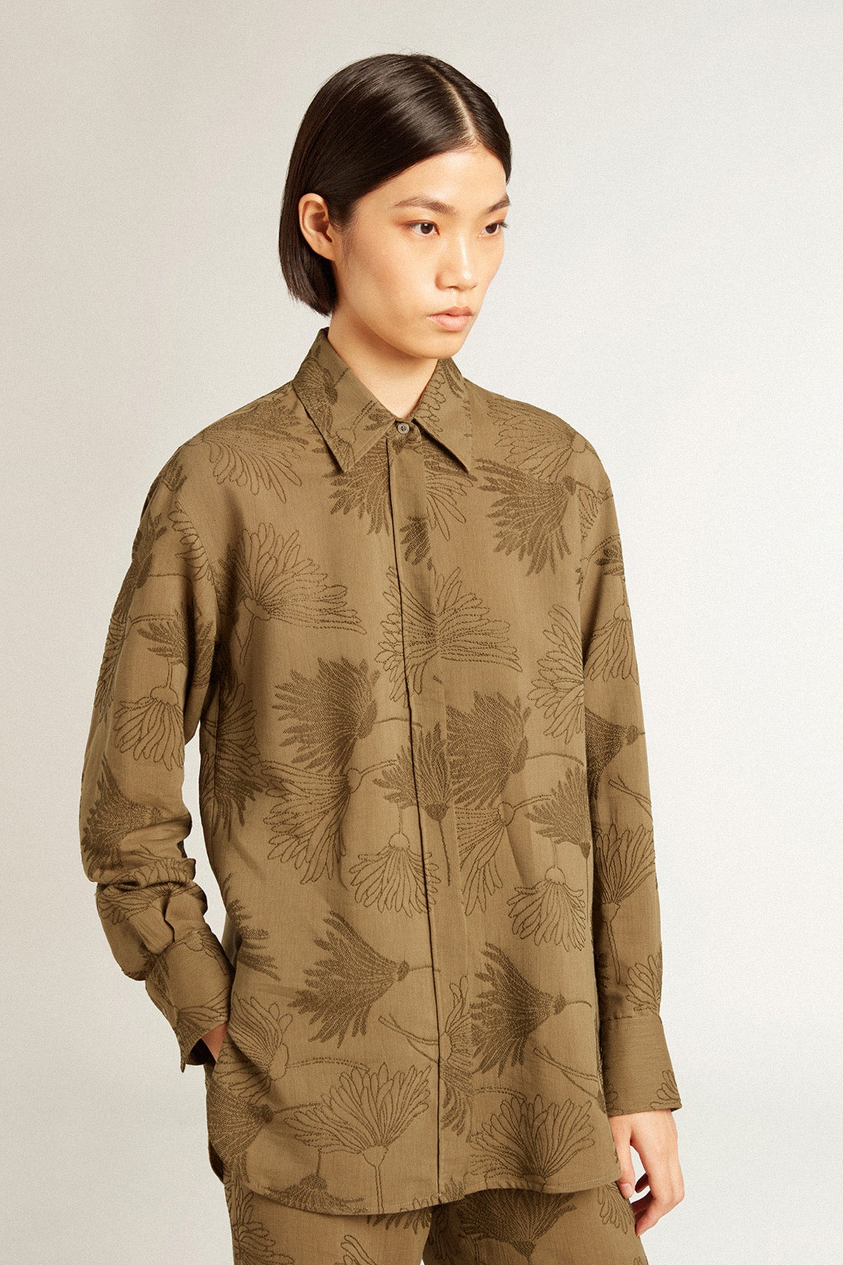 Golden Goose Damen Bluse Batilda Boyfriend Basic Kalamata OLIVE Bild 3