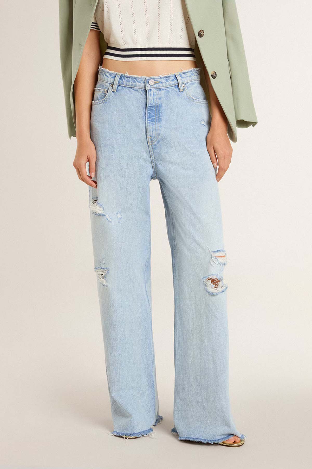 Golden Goose Damen Jeans in Lived-in-Optik Hellblau HELLBLAU Bild 3