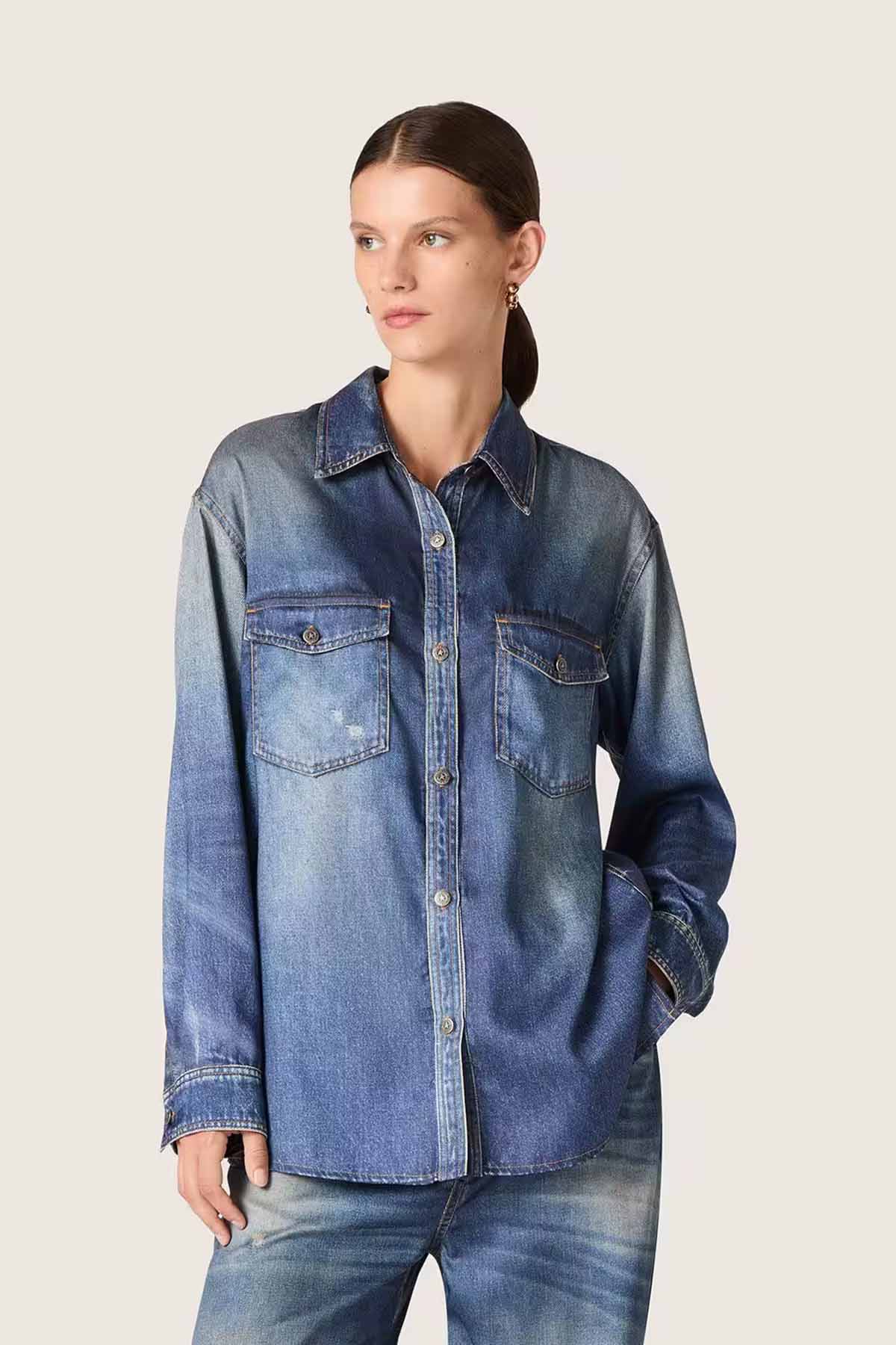 Golden Goose Damen Oversized-Bluse in Denim Optik Blau BLAU Bild 2