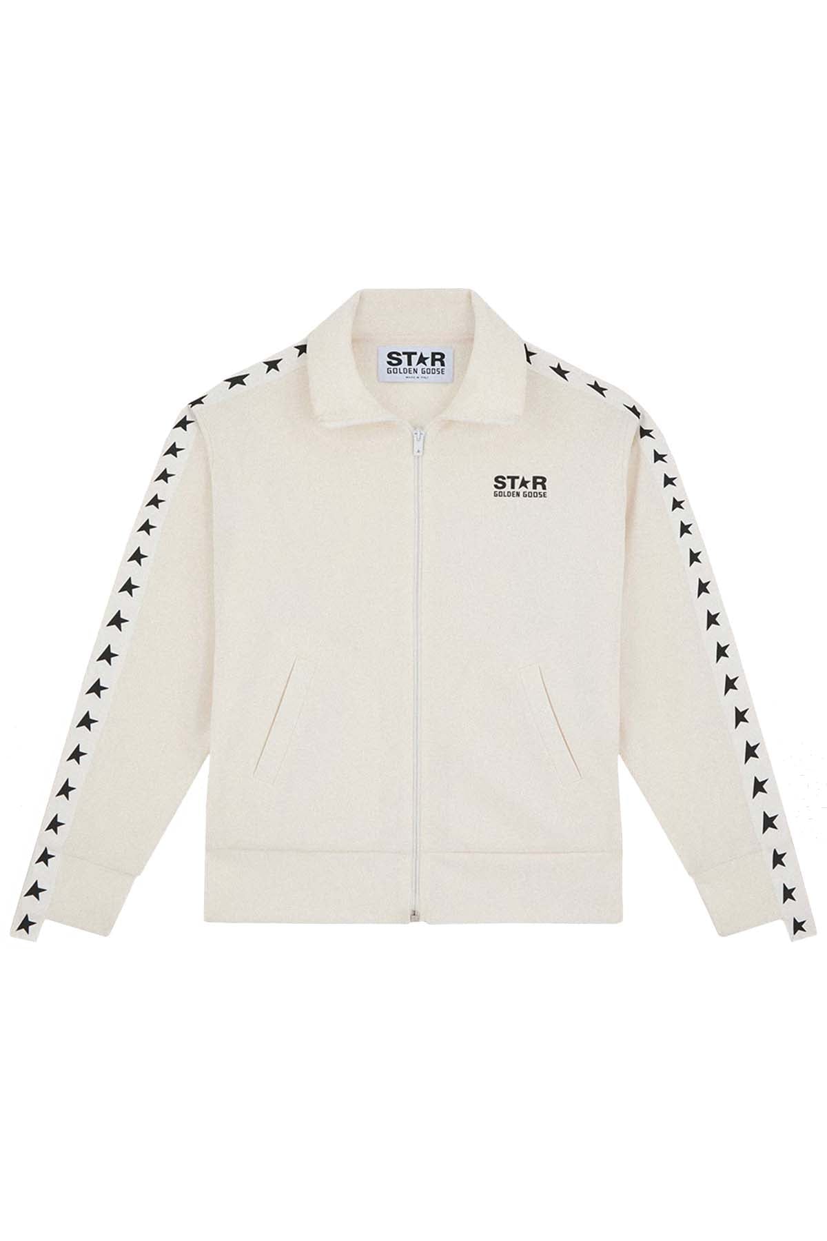 Golden Goose Damen Sweatjacke mit Sternen Natur Weiss WEISS Bild 1