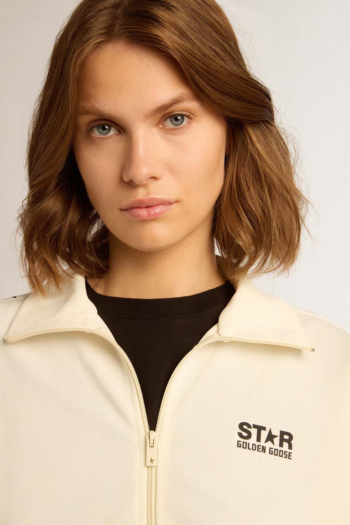 Golden Goose Damen Sweatjacke mit Sternen Natur Weiss WEISS Bild 4